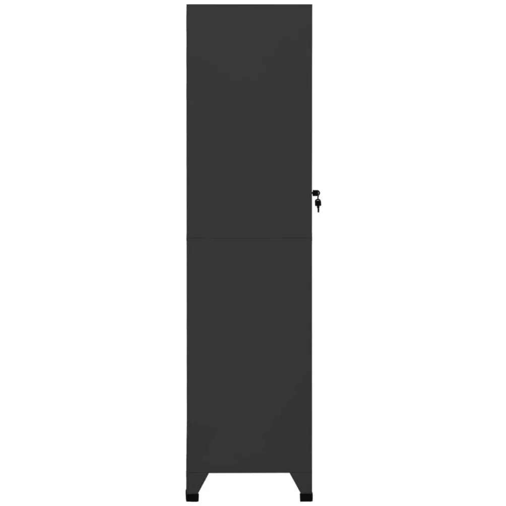 Wytrzymała szafka ze stali antracytowej (38 x 45 x 180 cm) – zamykana z drążkiem na ubrania i półkami, wentylowana, idealna do biura, szkoły i garażu, bezpieczne rozwiązanie do przechowywania