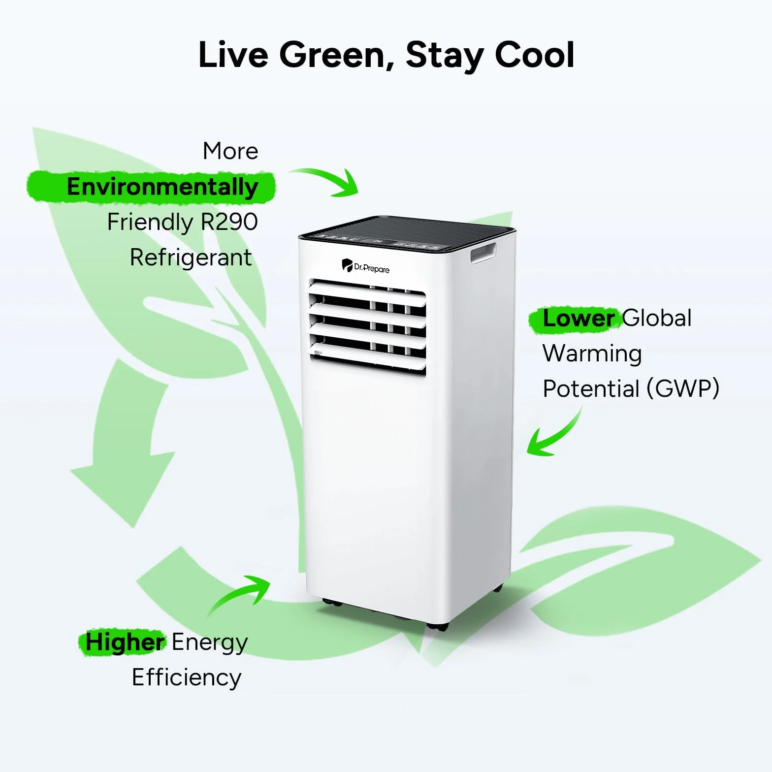 DR.PREPARE 4 w 1 klimatyzator przenośny 7000 BTU z chłodzeniem przenośnym, osuszaczem powietrza, wentylatorem i trybem snu z pilotem, chłodzi do 20 m², timer 1-24 godz.