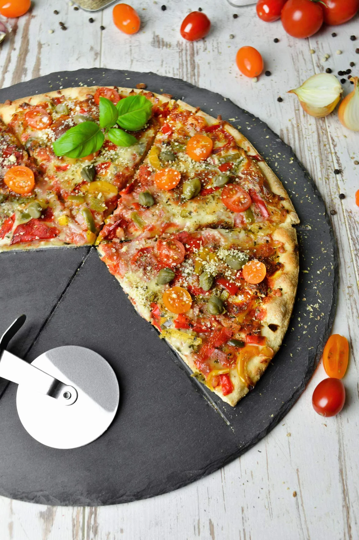 Sendez Zestaw talerzy do pizzy ø36 cm z łupka z nożem do pizzy deska do krojenia pizzy deska do pizzy