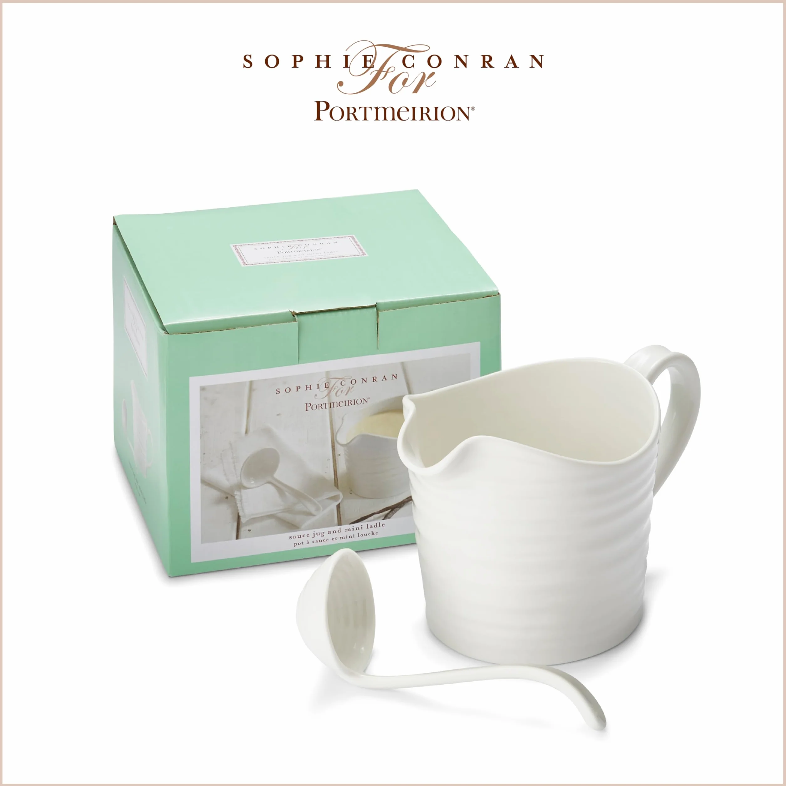 Portmeirion Dom i prezenty CPW78895-XP dzbanek na sos i mini chochla, porcelana, biała, 18,5 x 11 x 13 cm
