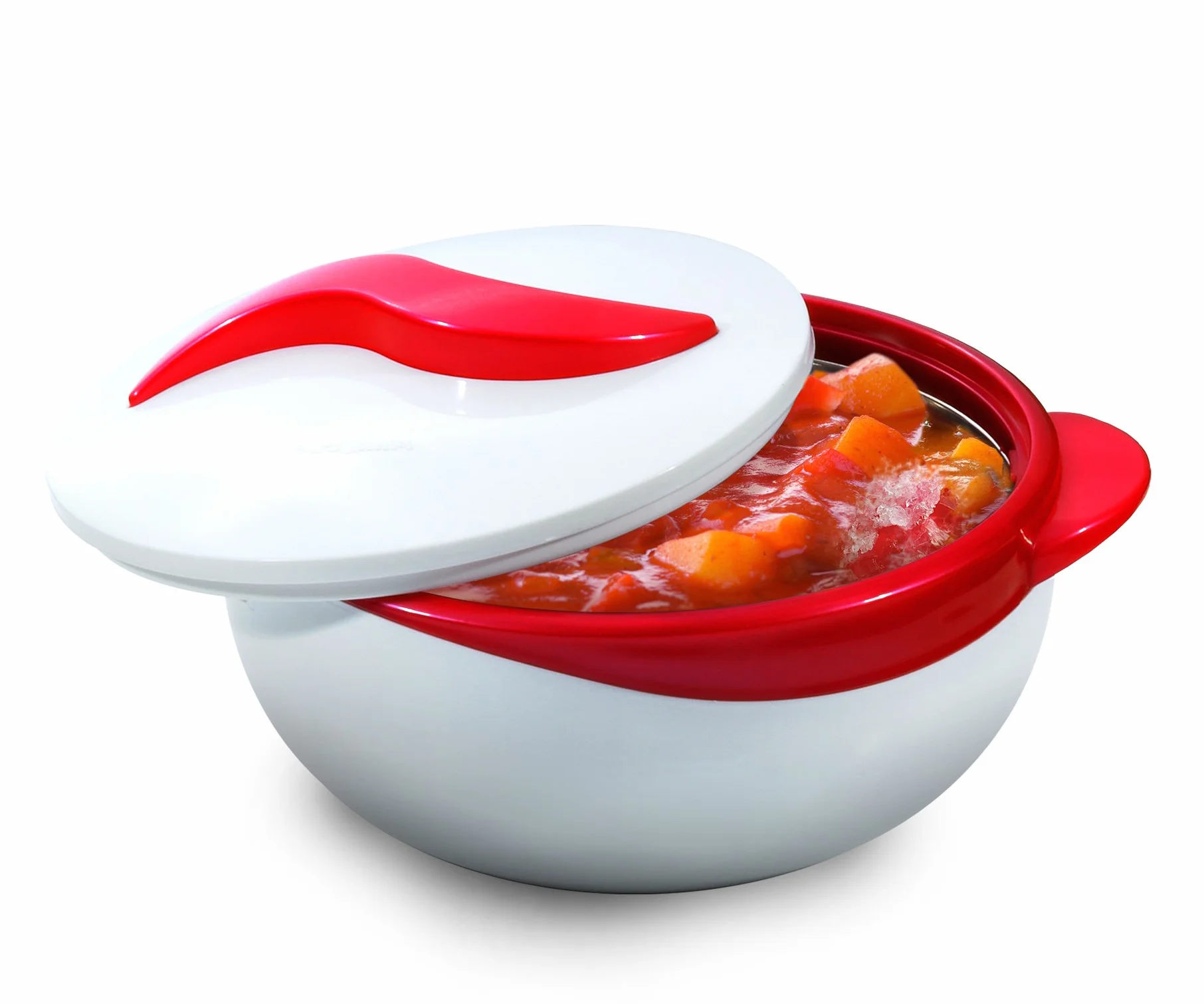Pinnacle Serving Salad/Soup Dish Bowl - termoizolacyjna miska z pokrywką - świetna miska na wakacje, kolację i imprezę, 2,5 qt. (czerwona)