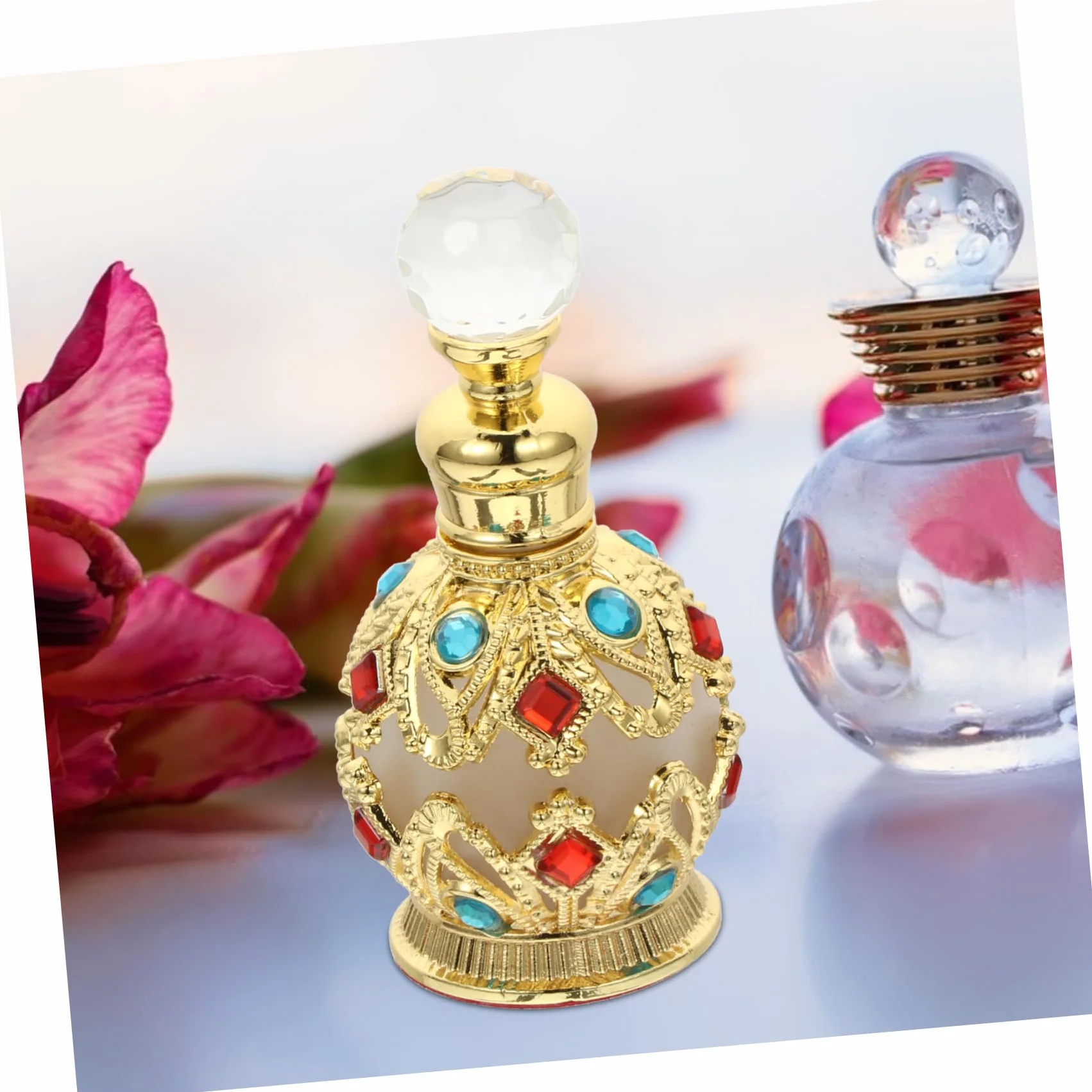 Mipcase Elegancki Złoty Flakon Perfum Pusty Szklany Wkład Diamentowy Do Ponownego Napełnienia
