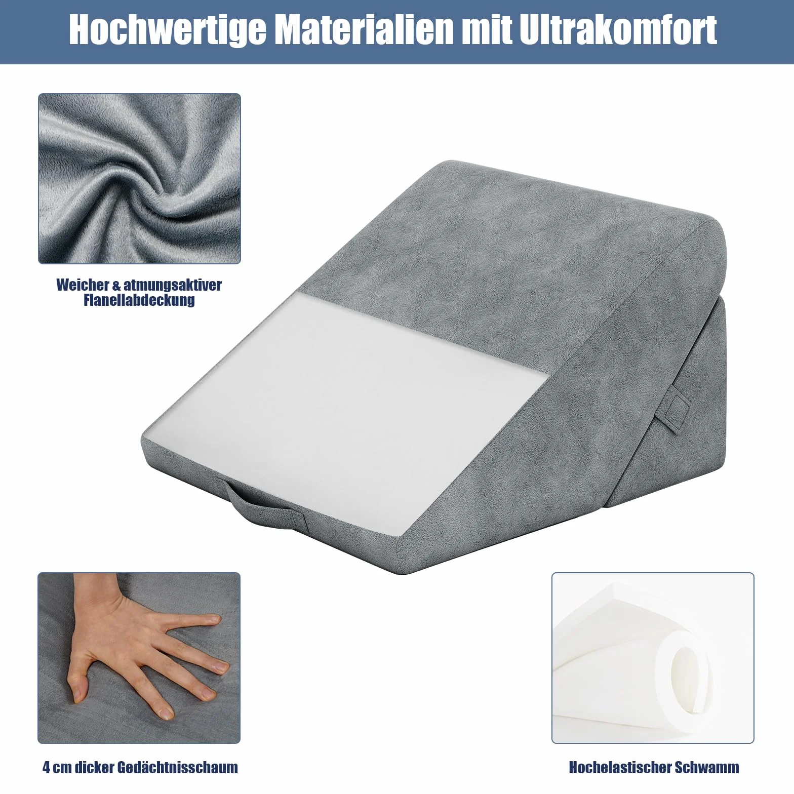 COSTWAY Poduszka klinowa z pianki memory foam, ergonomiczna do czytania i na nogi