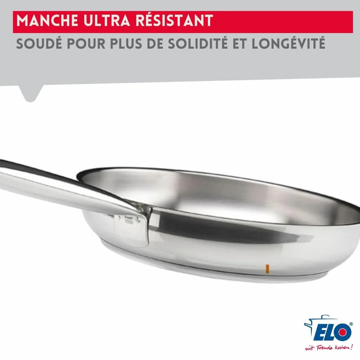 ELO 9880550 Naczynia kuchenne 5 sztuk, zestaw 2 patelni 24 i 32 cm i 3 garnków 14, 16 i 24 cm Elo Profi Brilliant, stal nierdzewna, indukcyjna