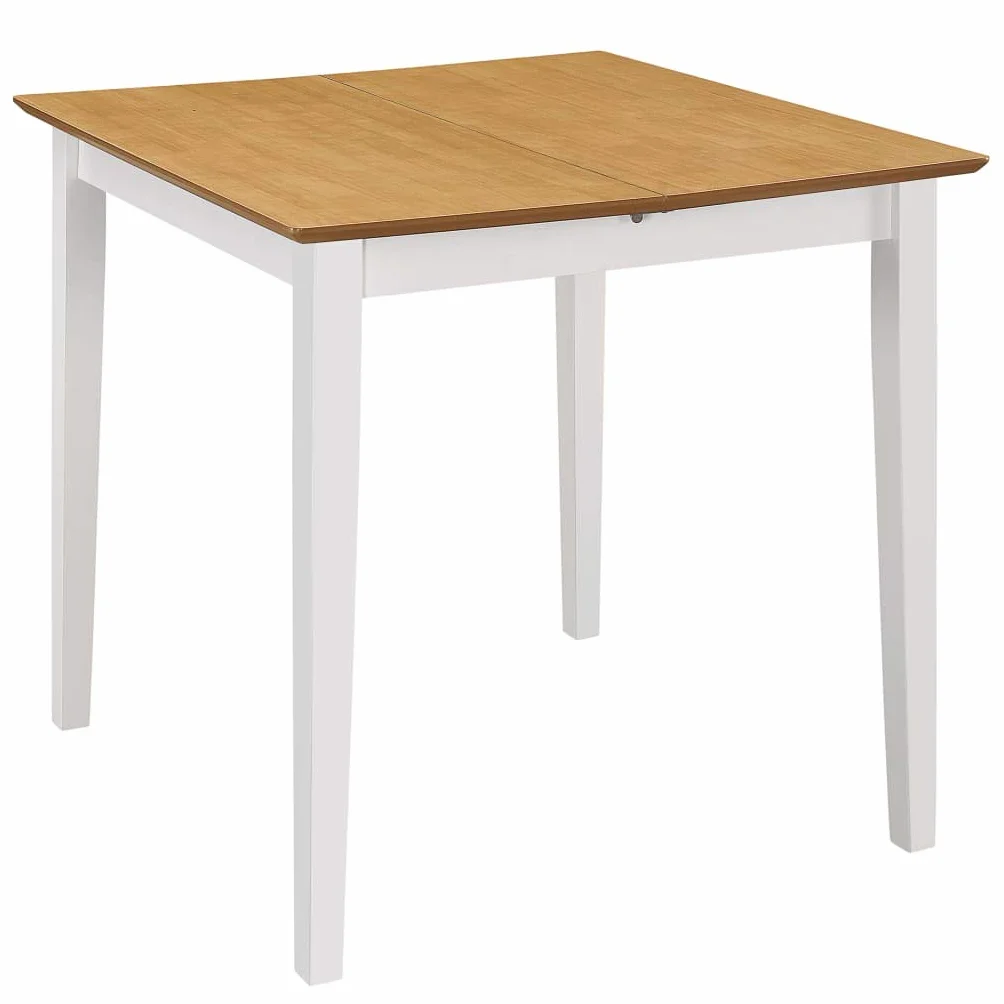 Stół do jadalni wysuwany biały 80-120 x 80 x 74 cm, wytrzymały blat z płyty MDF z fornirem gumowym, stelaż z litego drewna, uniwersalny stół do jadalni, nowoczesny i oszczędzający miejsce dla