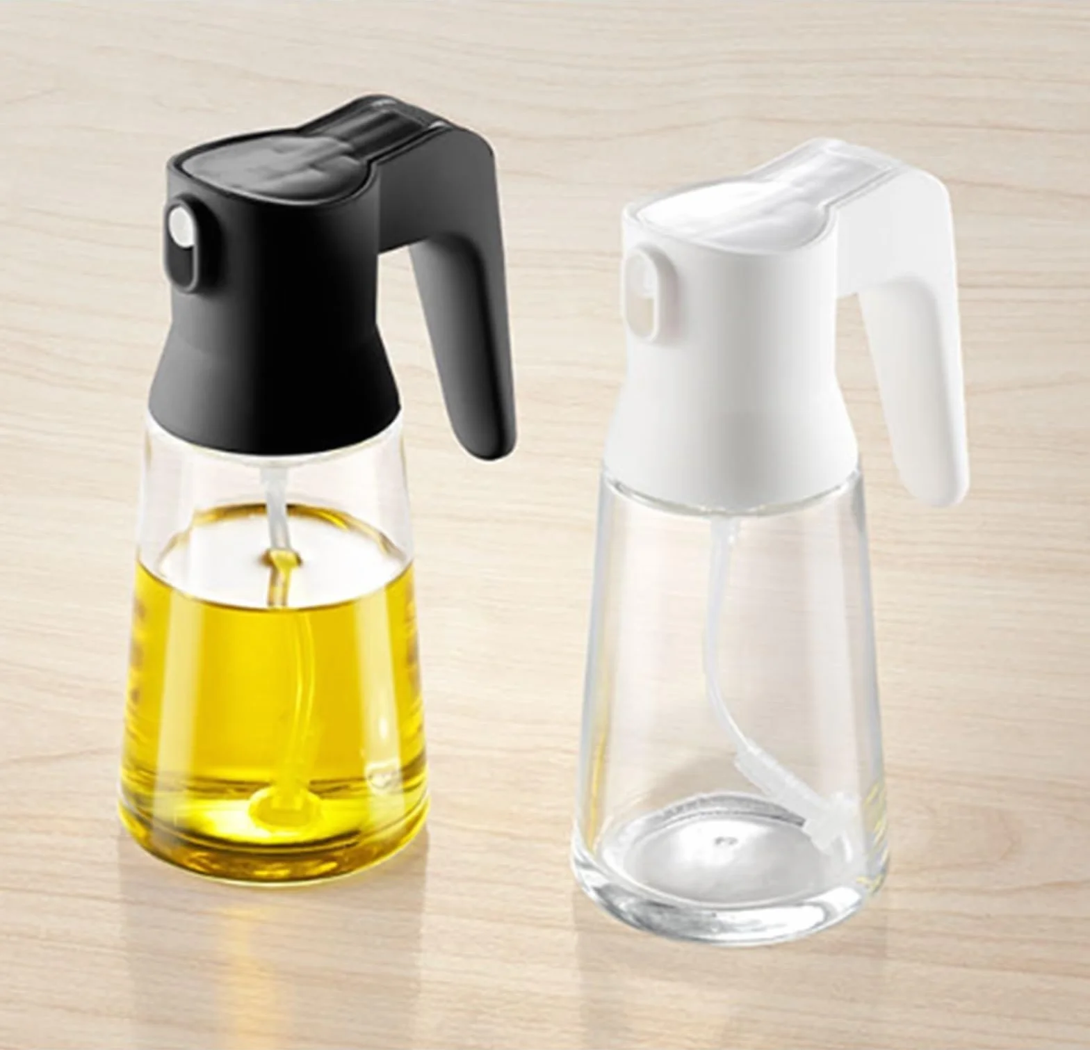 Butelka Z Dozownikiem Oliwy Rozpylacz Do Oliwy Z Oliwek, Szklany Dozownik Oleju Typu Push-type, Odpowiedni Przyrządzania Sałatek W Air Fryer Akcesoria Kuchenne(Black)