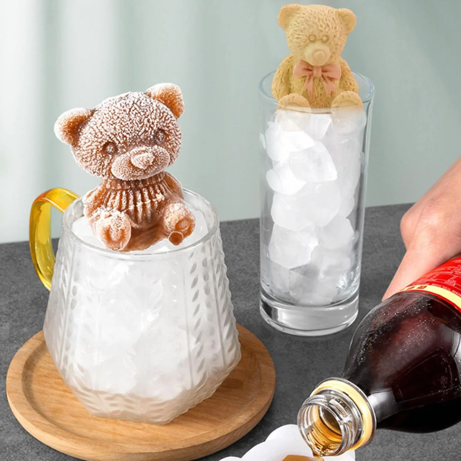 3 sztuki silikonowych foremek do odlewania świec, misi, miś 3D, do glazury, czekolady, słodyczy, dekoracji ciast