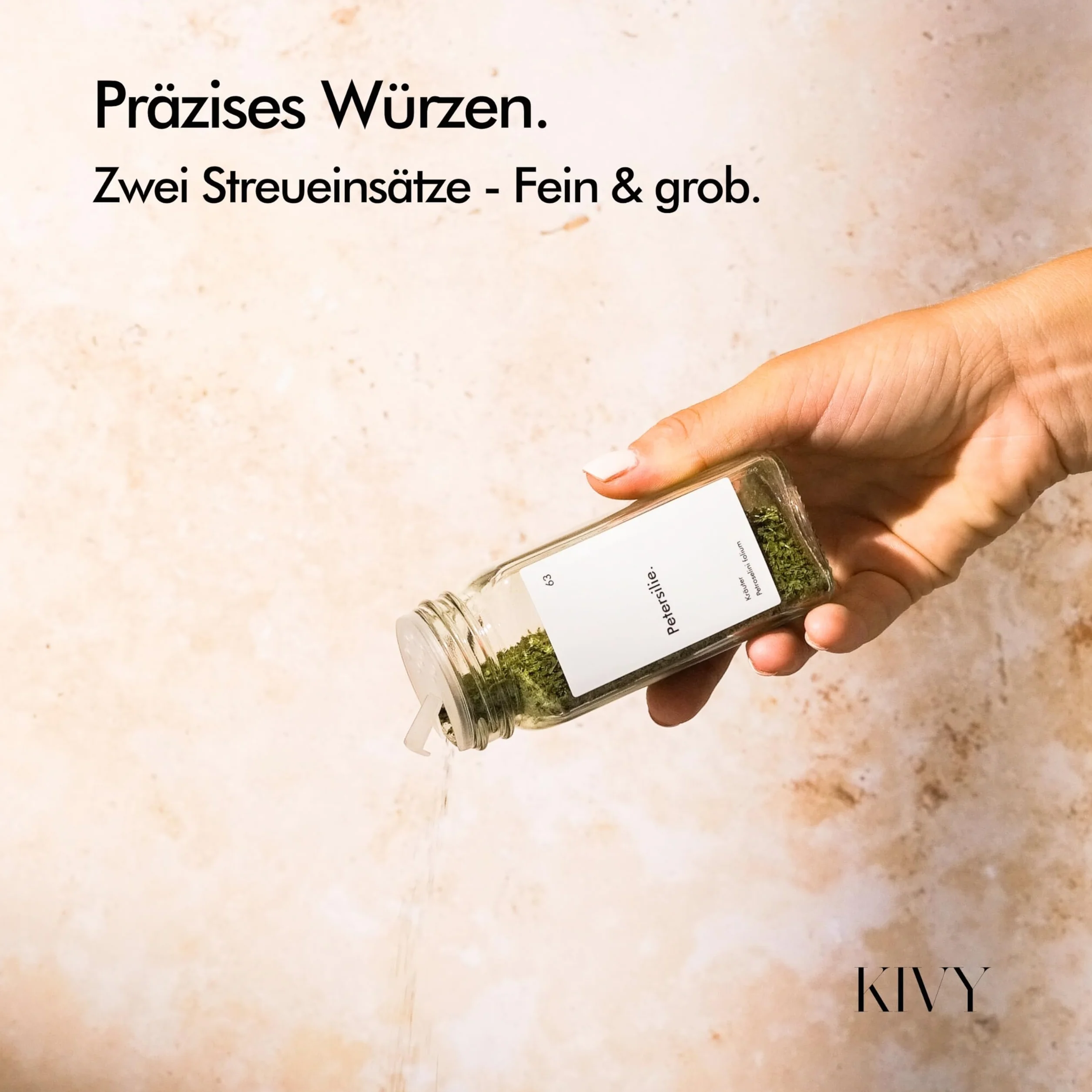 KIVY Słoiki na przyprawy z wkładem do posypywania, dodatkowy zestaw 12 sztuk z pokrywkami bambusowymi