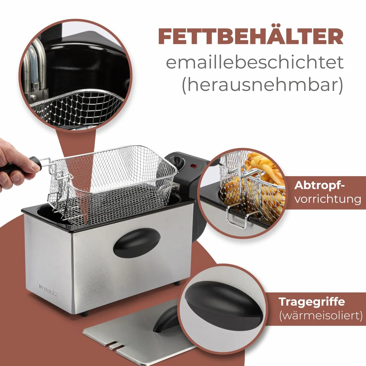 Clatronic 263684 friteuse Unique Autonome 2000 W Noir, Acier inoxydable