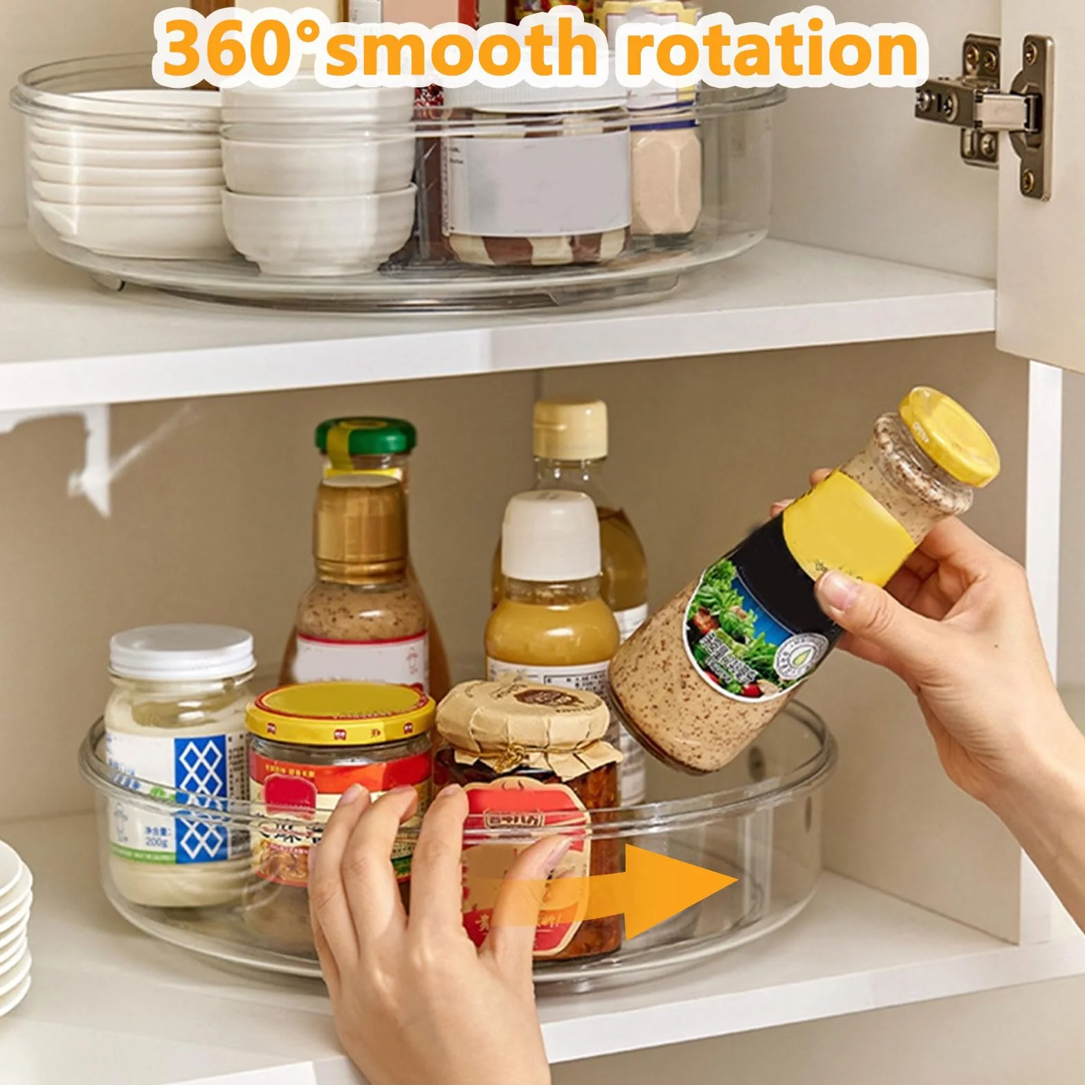 DAJAVE 4 sztuki talerz obrotowy lodówka, Lazy Susan talerz obrotowy organizer, 360° obrotowy organizer talerz obrotowy lodówka do pojemników na zapasy i przyprawy szafka kuchenna (2x27+2x23,5cm)