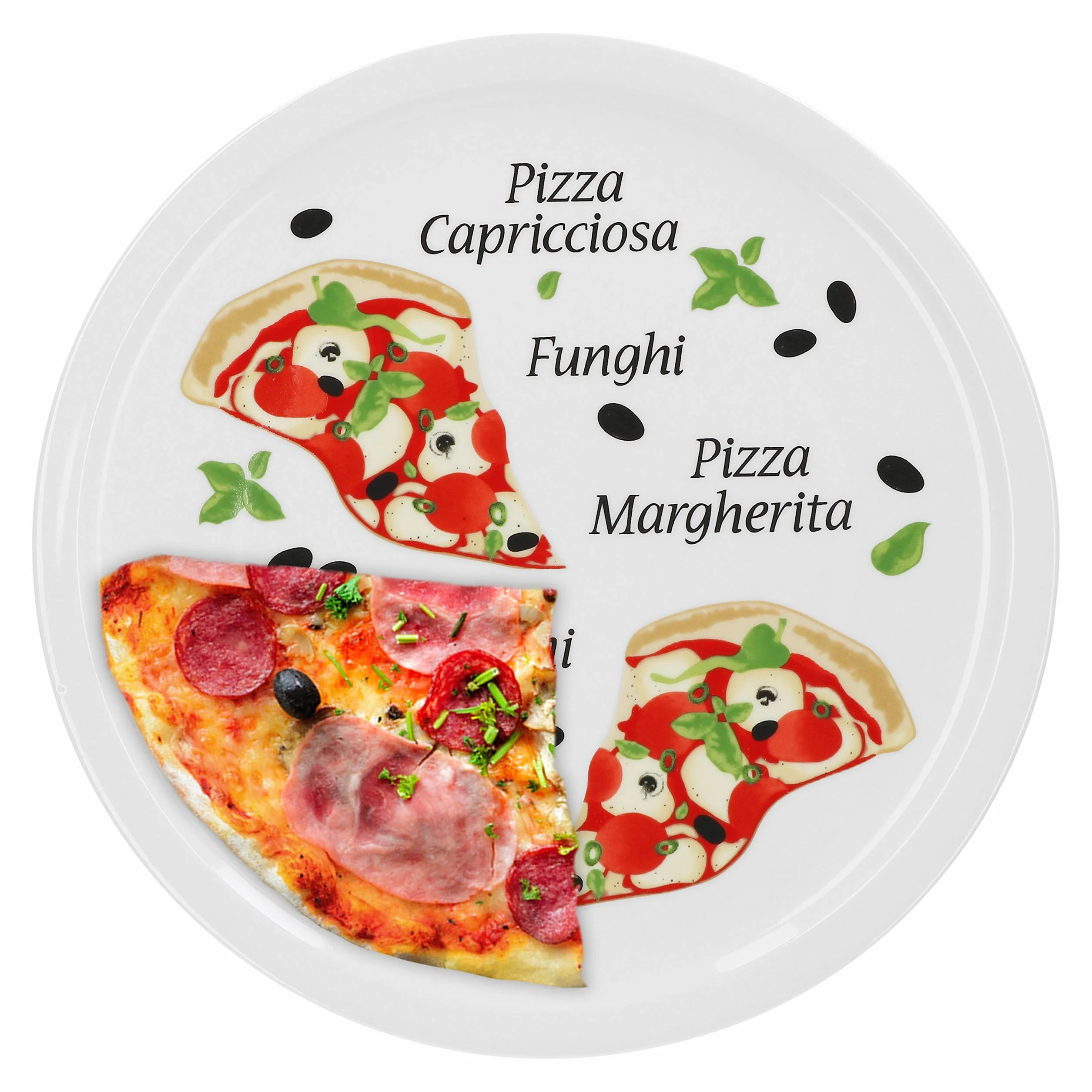 Van Well zestaw 2 włoskie talerze do pizzy duże ø 30,5cm Margherita – porcelanowe talerze XL do pizzy i makaronu – nadają się do mikrofalówki, odporne na mycie w zmywarce, można układać jeden na