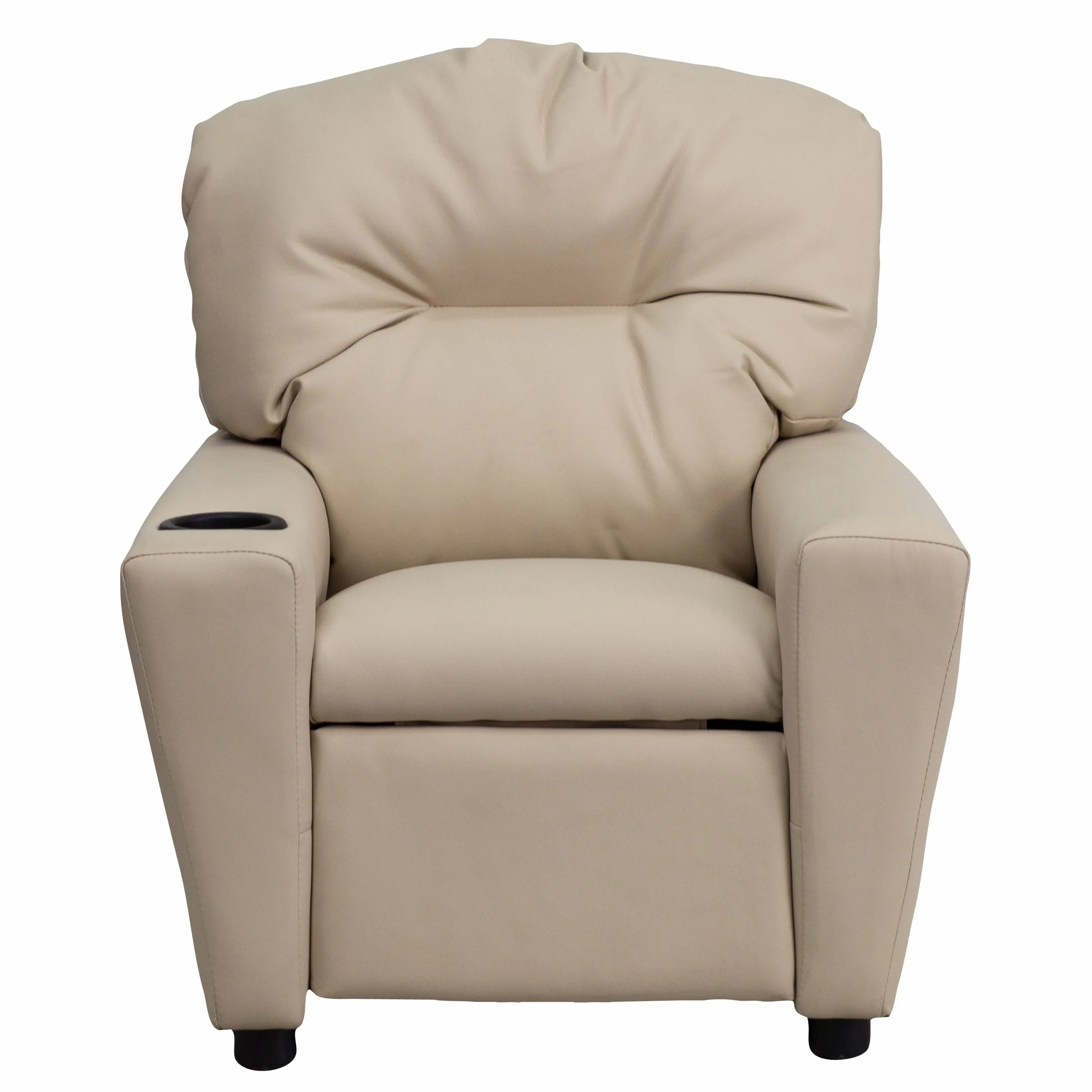 Flash Furniture Współczesny leżak dziecięcy z uchwytem na kubki, drewno, beżowy winyl, 66,04 x 53,34 x 53,34 cm