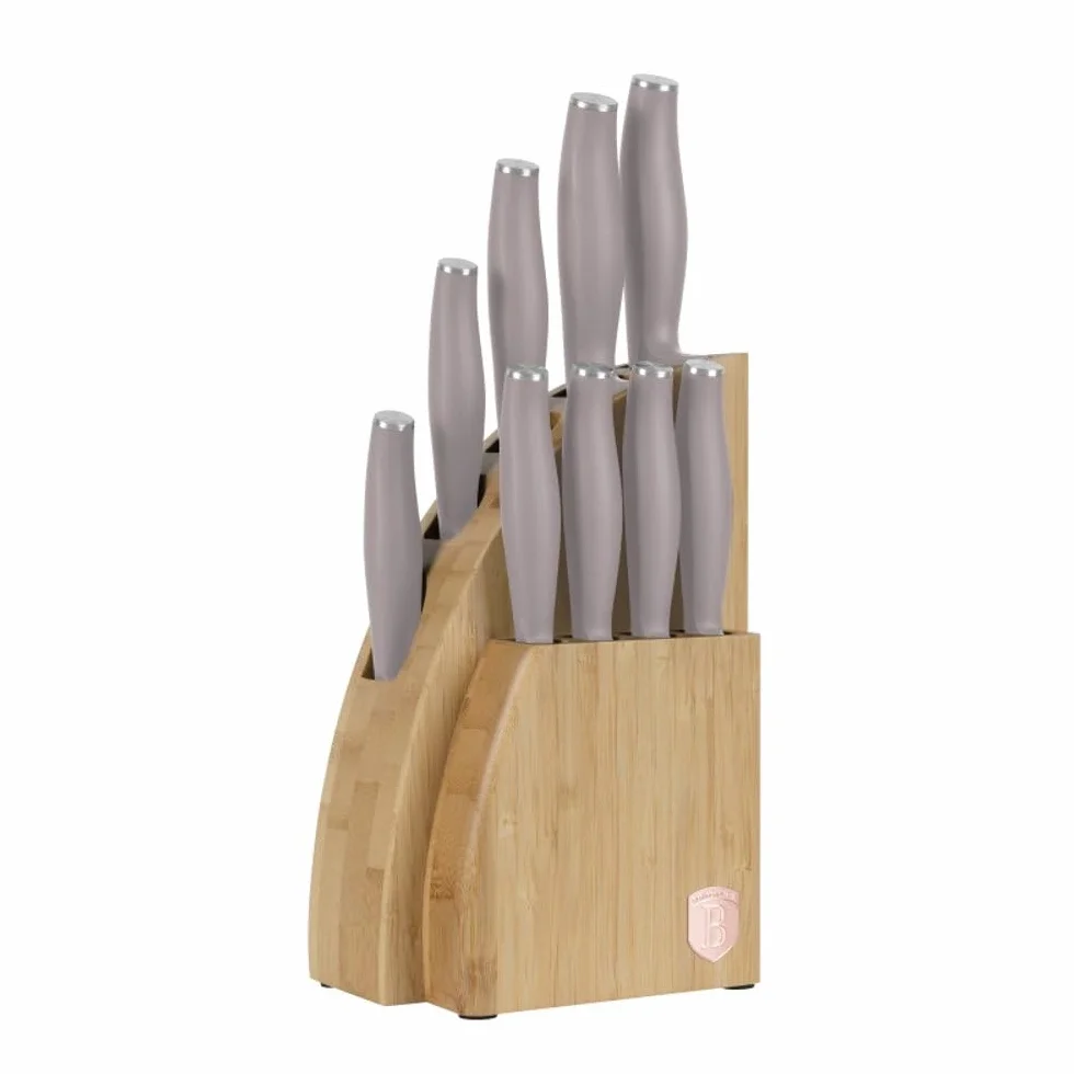 Berlinger Haus Zestaw noży ze stojakiem BAMBOO 10 sztuk Taupe Collection BH-3122