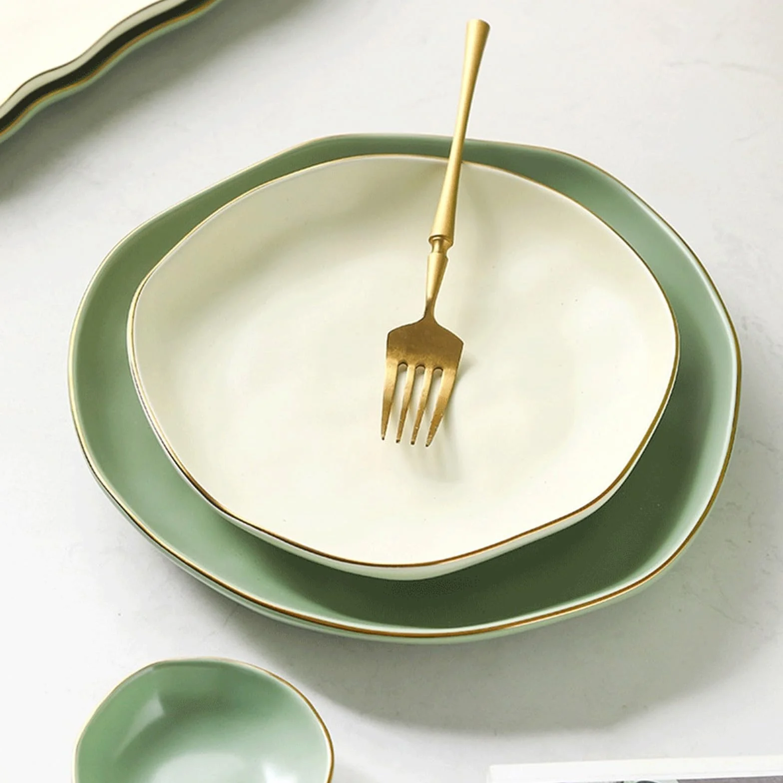 talerze do serwowania Talerze Porcelanowe zastawy stołowe ceramiczne płaskie na owoce chleb dekoracyjne spożywcze Ceramika nieregularne Zastawa stołowa talerze makaronowe(Biały,Duży)