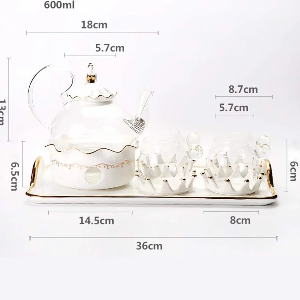 Serwis Do Kawy Na Przyjęcie Zestaw Herbaty Czajniczek Owocowy Z Podgrzewacz Do Świec Filiżanka Spodki Taca Europejska Popołudniowa Herbata Porcelanowa Kwiatowa Filiżanek Domu Popołudniowa