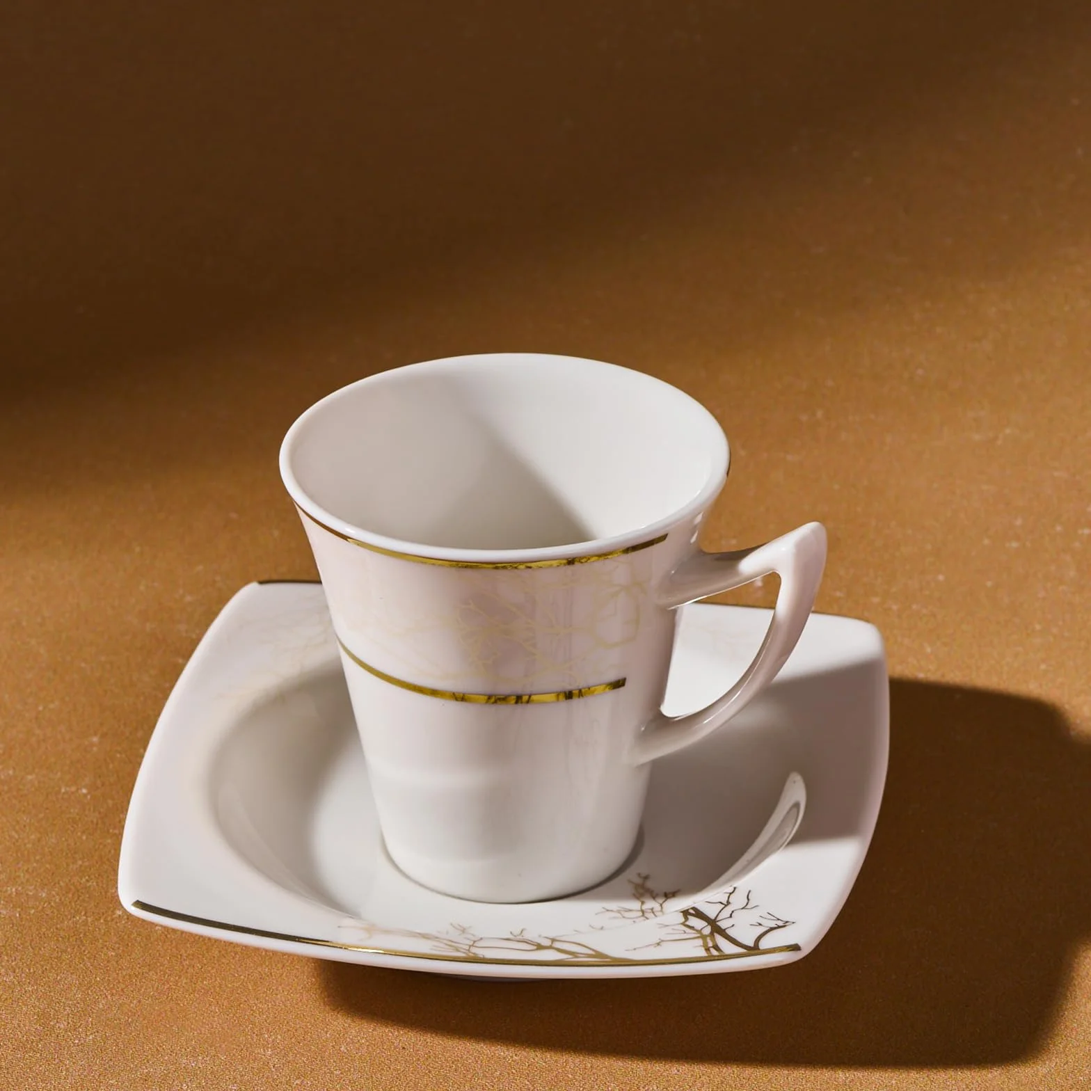 Karaca Jesienny zestaw serwisowy do kawy dla 6 osób, 6 filiżanek espresso i 6 spodków, wytrzymały kubek mokki, gruba krawędź