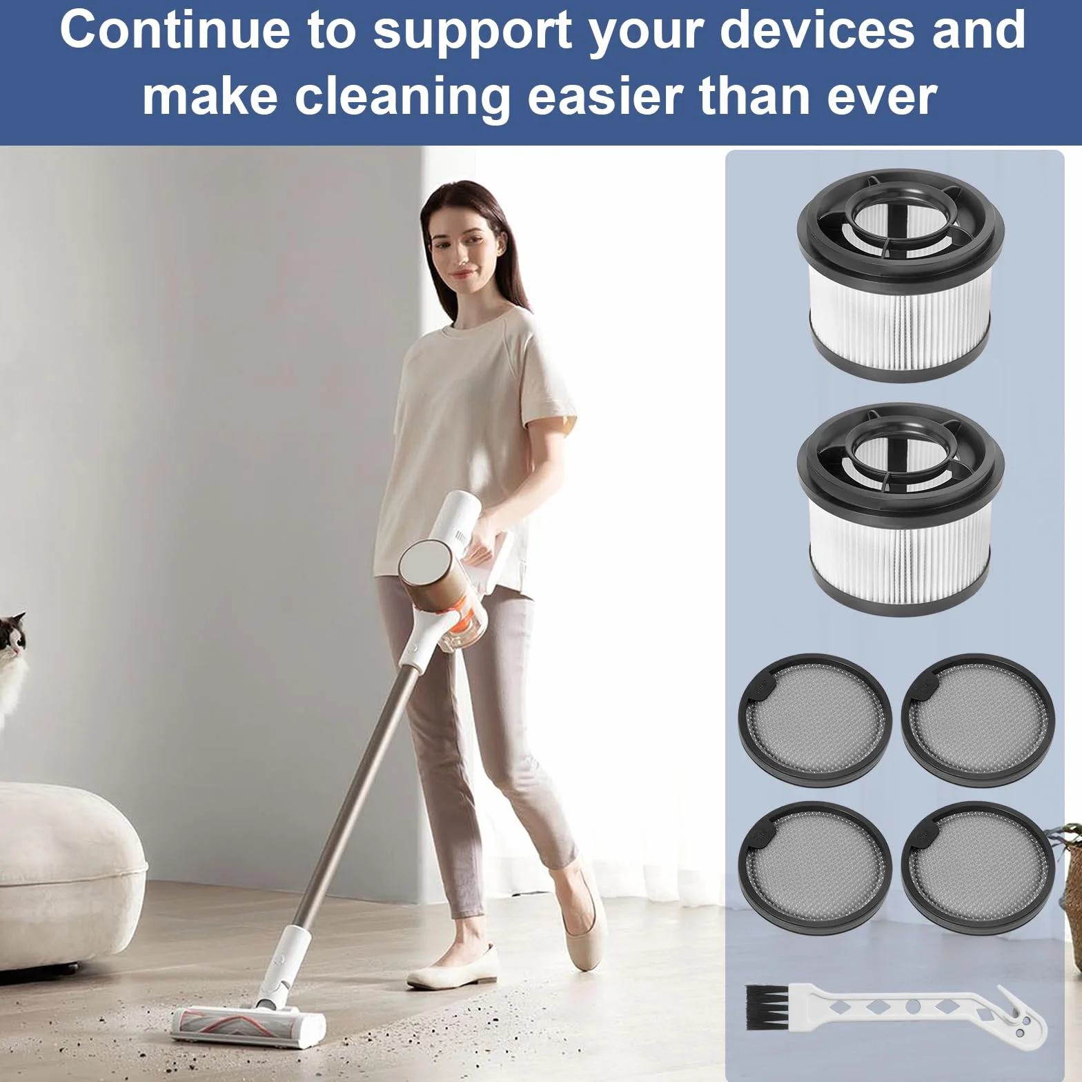 Filtr HEPA do Xiaomi G10 Plus/G10/G9 Plus/G9, do Dreame T10/T20/T30/R10/R10 Pro/R20/R20 Pro zestaw akcesoriów do odkurzacza (7 akcesoriów)