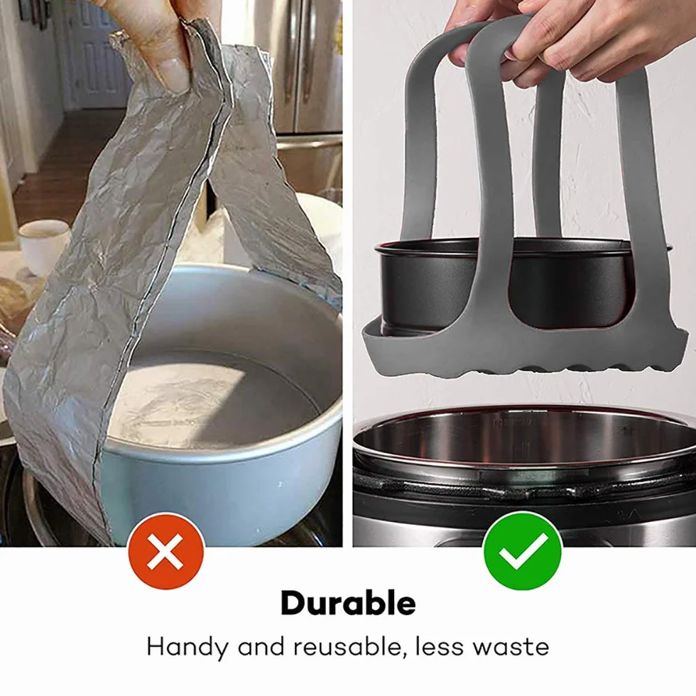 DdLUCK Chusta szybkowaru, silikon do pieczenia 6 Qt/8 Qt Instant Pot, NJ Foodi i wielofunkcyjna kuchenka przecispaleniowa, silikonowy stojak parowy bez BPA (szary)