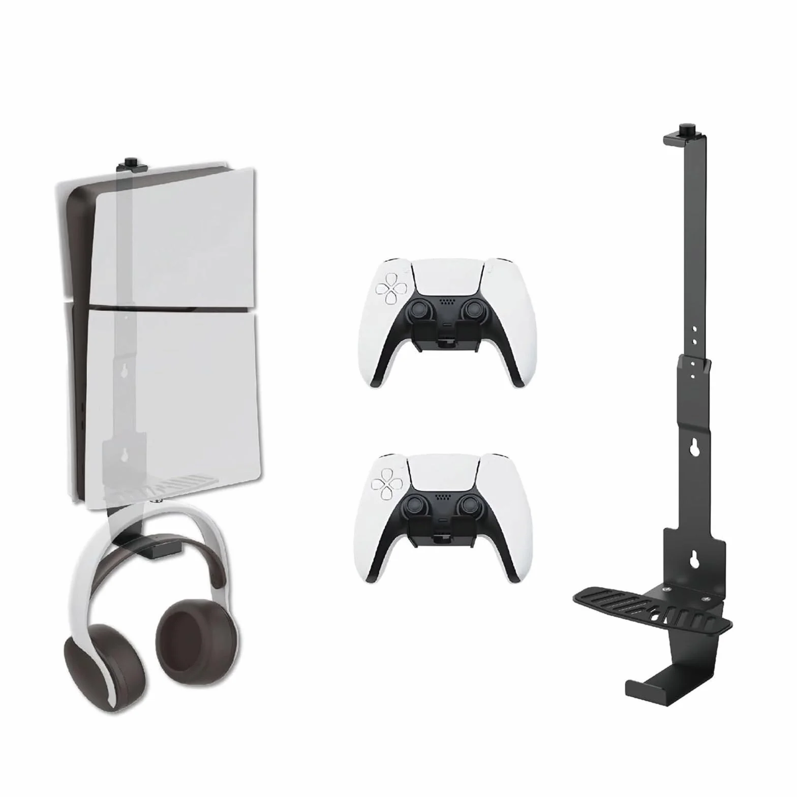 Stojak ścienny na konsole do gier – podwójny wieszak na kontroler i słuchawki nizer do PS5 Xbox Switch – oszczędność miejsca akcesoria do gier
