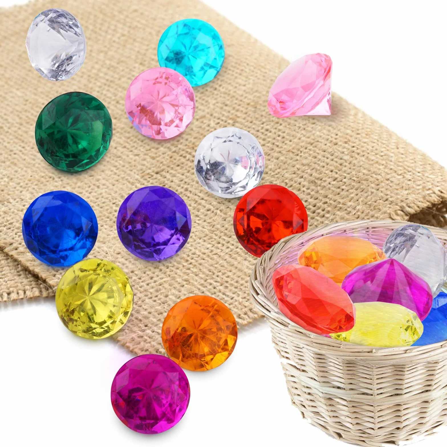 Akrylowe kamienie szlachetne dla dzieci, kolorowe, 12 sztuk, 40 mm, duże, tworzywo sztuczne, diamenty deco, akrylowe diamenty, przezroczyste kryształki diamentowe do wazonów, dekoracji stołu
