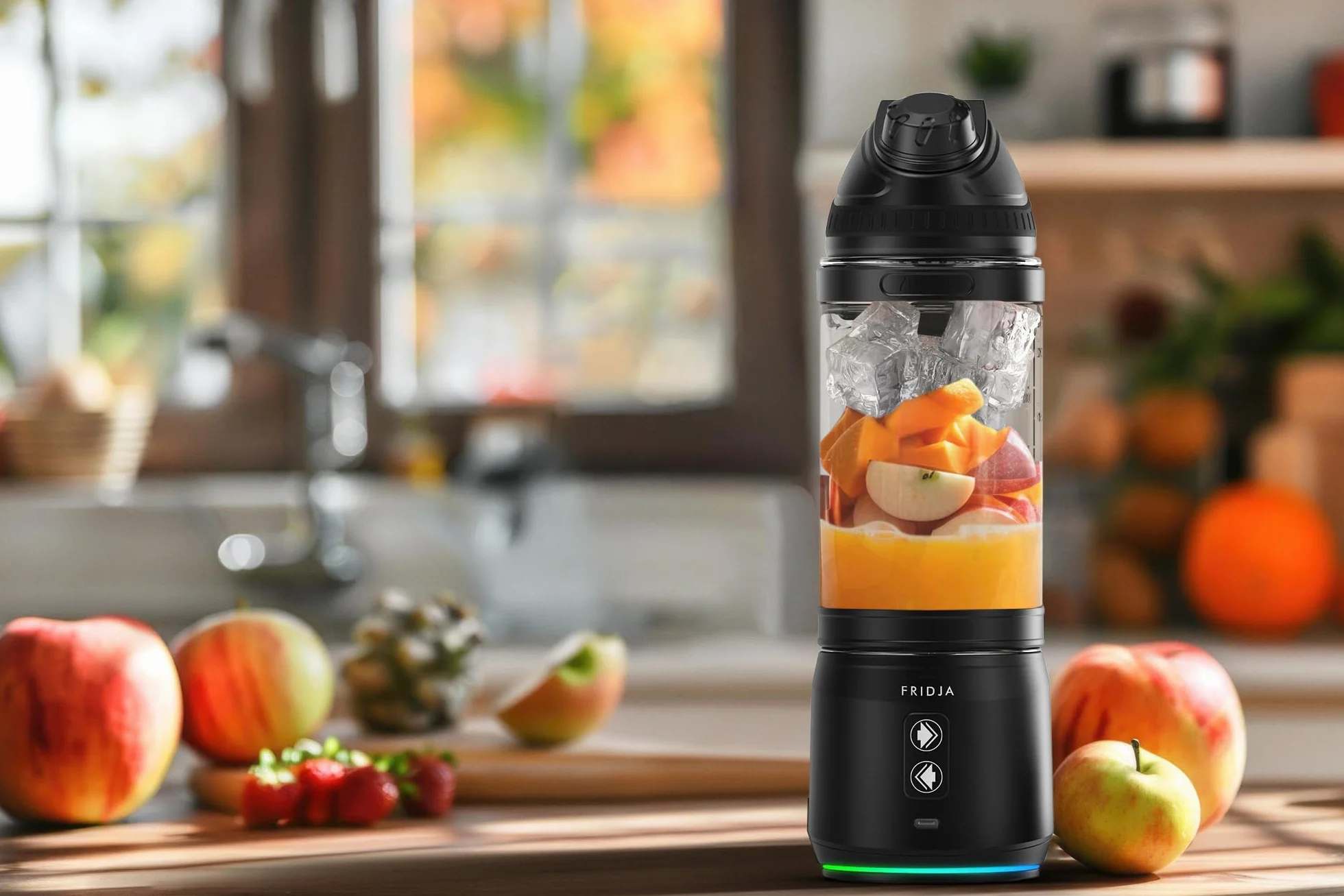 Fridja Przenośny blender F500, mocny silnik 240 W, akumulator USB-C, szczelna i kompaktowa konstrukcja, idealny do smoothie, koktajli proteinowych, podróży i siłowni, butelka bez BPA, 6-listkowe