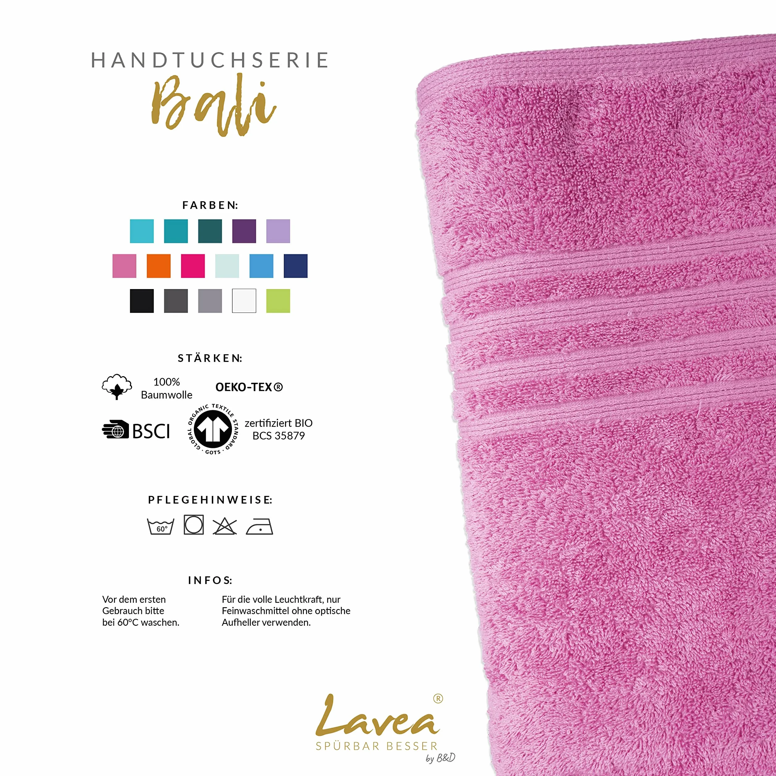 Lavea® 1 Ręcznik kąpielowy 100x150 cm z frotte ze 100% bawełny organicznej, miękki i chłonny, do domu, hotelu i spa – idealny również jako ręcznik do sauny – Lodowy zielony