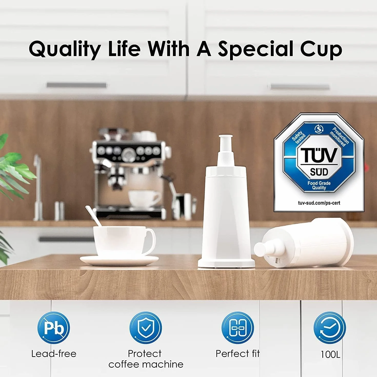 Waterdrop TÜV SÜD Wymienny Filtr do Kawy Kompatybilny z Sage Claro BES008 (3 szt.)