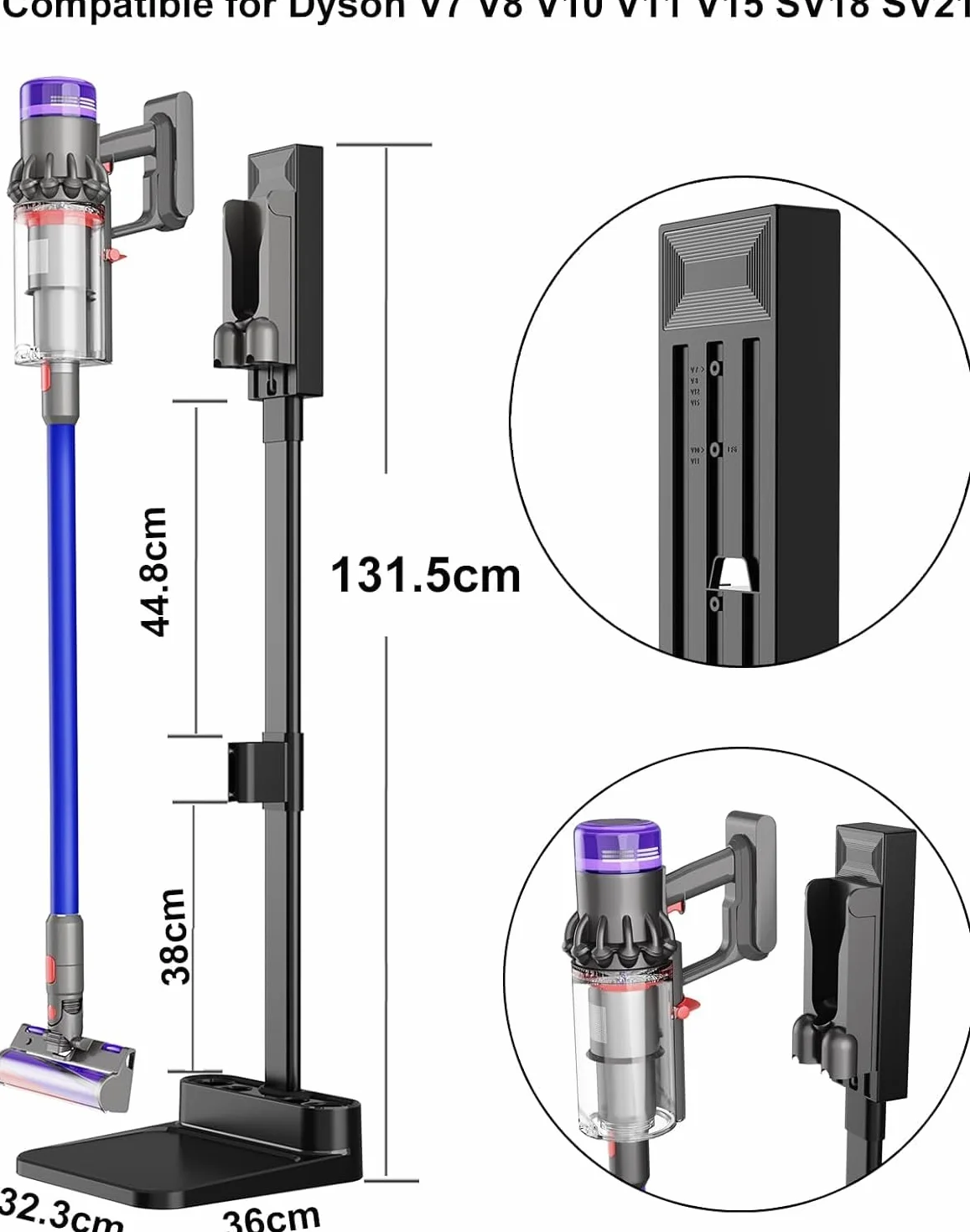 MOOPHY Stojak próżniowy kompatybilny z Dyson V15 V12 V11 V10 V8 V7, stabilna stacja dokująca do przechowywania, kompatybilna z ręcznym bezprzewodowym odkurzaczem Dyson i akcesoriami i mocowaniami