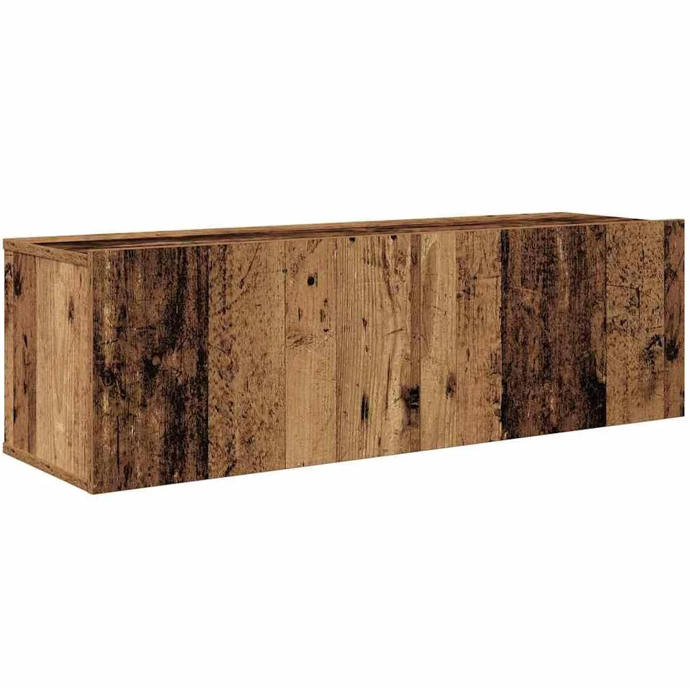 Szafka pod telewizor zestaw 4-częściowy, wygląd starego drewna, 200 x 30 x 30 cm, materiał drewnopochodny, montaż na ścianie, miejsce do przechowywania do salonu, konsola medialna