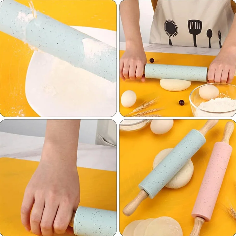 wałek do ciasta， Silikonowy drewniany wałek do ciasta na pierogi pieczenia w domu, DIY, wałki kuchennego