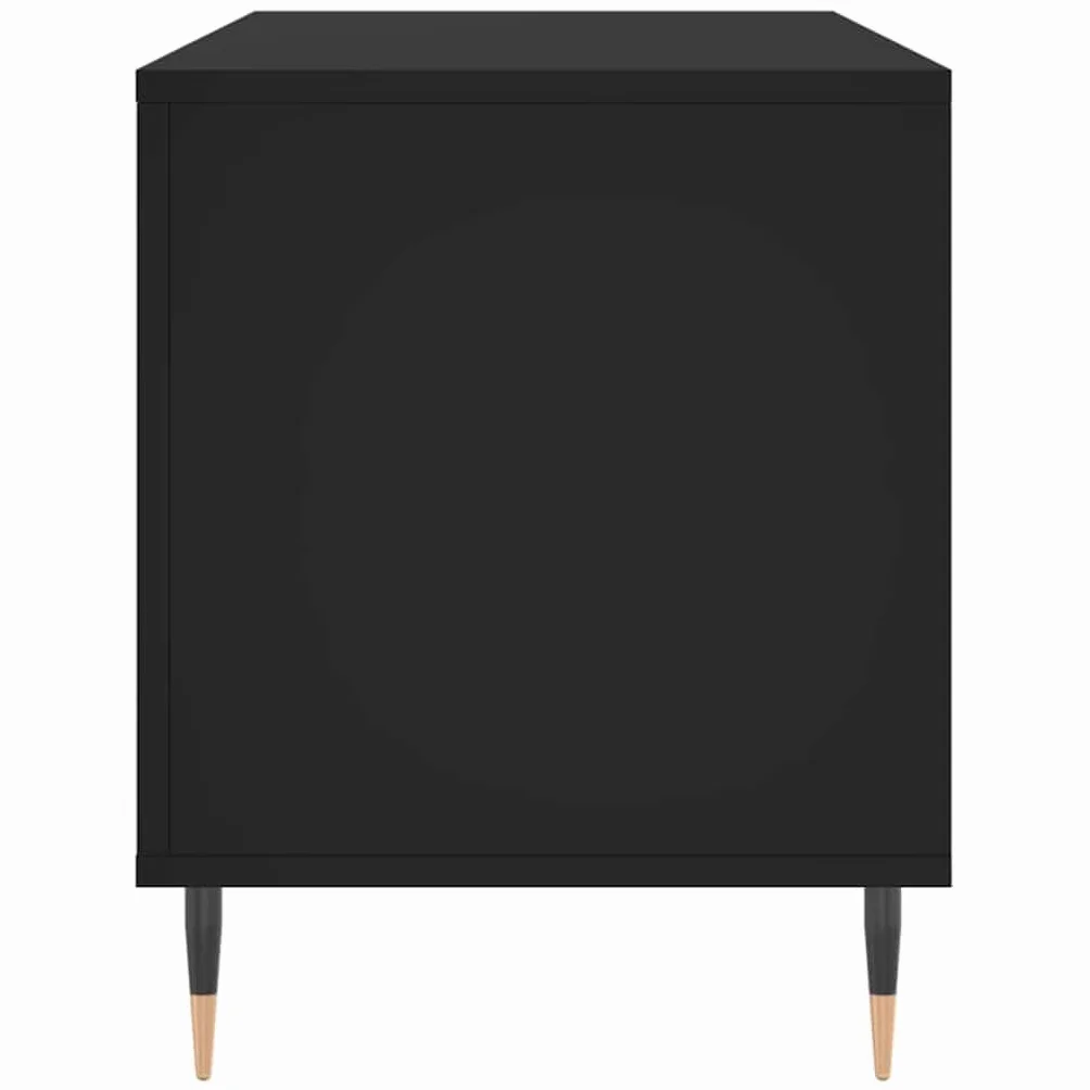 Hothingwell Szafka na płyty winylowe, czarna, 100 x 38 x 48 cm, z drewna konstrukcyjnego, szafka z półkami do przechowywania i eksponowania płyt LP, wytrzymały blat na urządzenia elektroniczne,