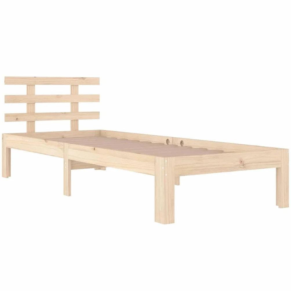 lite drewno sosnowe nowoczesna sypialnia z zagłówkiem 100 x 200 cm brąz | Rama łóżka lite drewno sosnowe 100x200 cm stelaż z zagłówkiem do sypialni