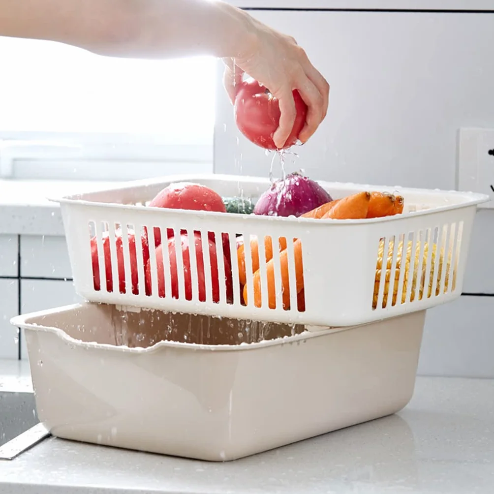 2 w 1 zestaw durszlaków kuchennych dwuwarstwowy sitko domowe kosz odpływowy uniwersalna miska do mycia owoców i warzyw wydajne narzędzie kuchenne