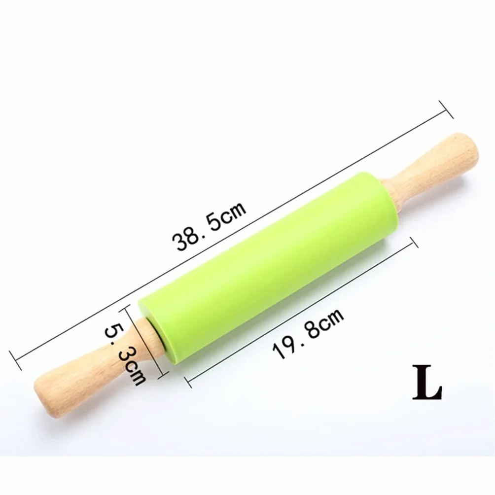 39 * 5 cm silikonowy wałek do ciasta z nieprzywierającą drewnianą rączką pieczenia i gotowania(Orange,L:38.5cmx5cm)