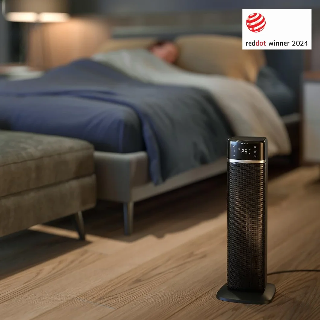 Termowentylator Philips serii 5000, energooszczędny (do 50%), podłączony do aplikacji, 2000W, wyświetlacz temp., 5 funkcji bezpieczeństwa, 4 tryby, oscylacja 60°, cichy, czarno-ciemnoszary (CX5120/11)