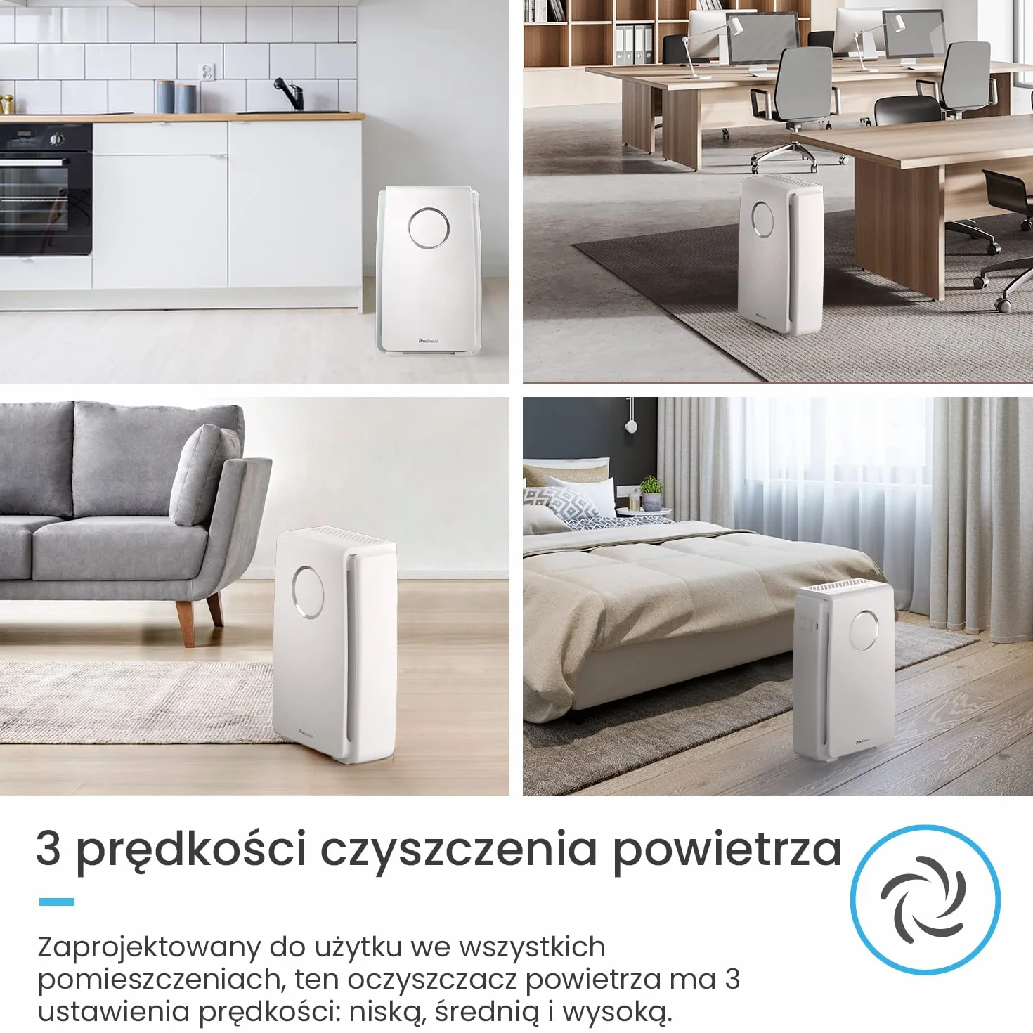 ProBreeze Oczyszczacz Powietrza z Jonizatorem do Domu, Filtr HEPA Węglowy, 4 Stopnie Filtracji, Generator Jonów Ujemnych, Duży Katalizator, dla Dzieci Zwierząt Palaczy Alergików Astmatyków