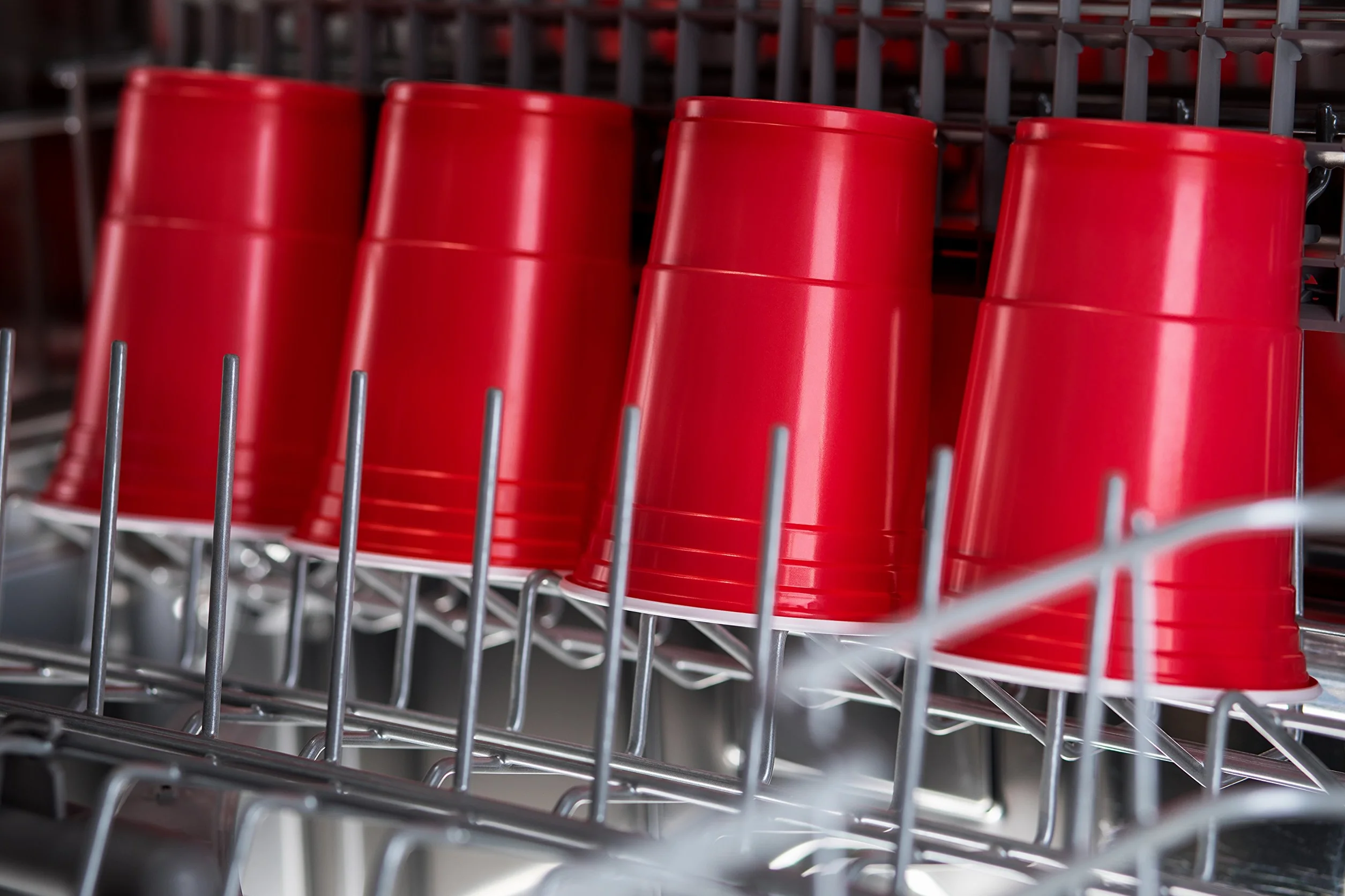 TRESKO Kubki Jednorazowe Imprezowe, Plastik, Czerwony, 473 ml, 100 Sztuk