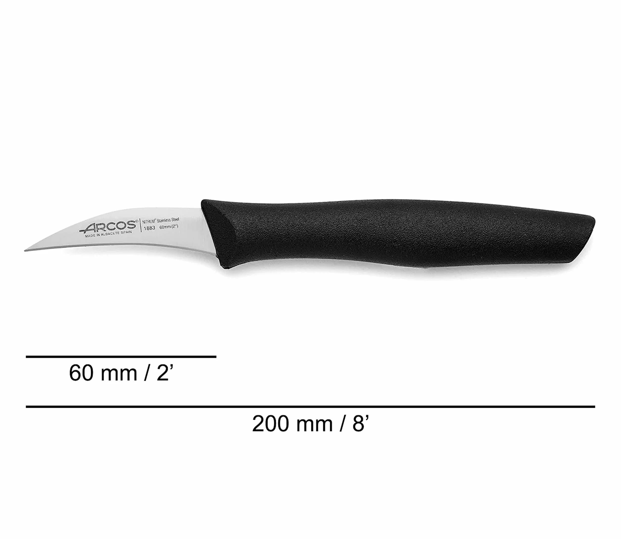 Arcos 188301 seria nova-obierający nóż nóż - ostrze nitrm stal nierdzewna 60 mm (2,36 cala) - uchwyt polipropylen czarny kolor