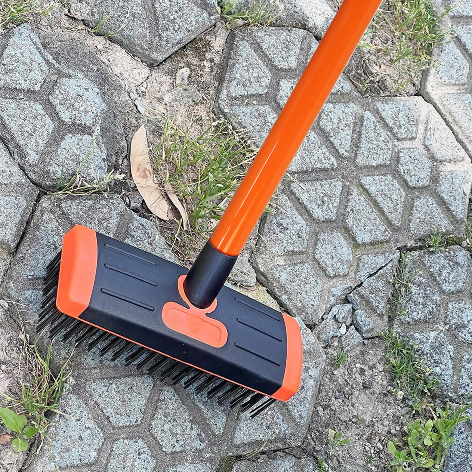 banapoy Zestaw Miotły Drucianej, Szczotka Szorowania Tarasów na Zewnątrz z podwójną główką Szczotki, Sztywna Metalowa Szczotka do Usuwania Chwastów do Chwastów Betonowego