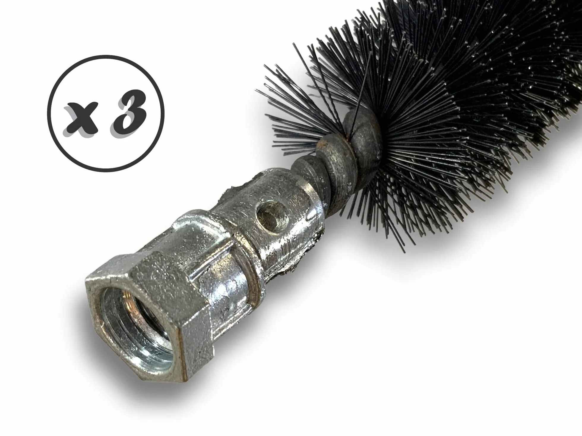 Szczotka do rur stalowych | Zestaw 3 | Ø 30 mm | Czyszczenie szczotkowe | Eliminacja rdzy w rurach | Przyłącze gwintowane na karnisz | Odklejanie | Hartowany i gładki drut stalowy | Kibros 41SCA30x3