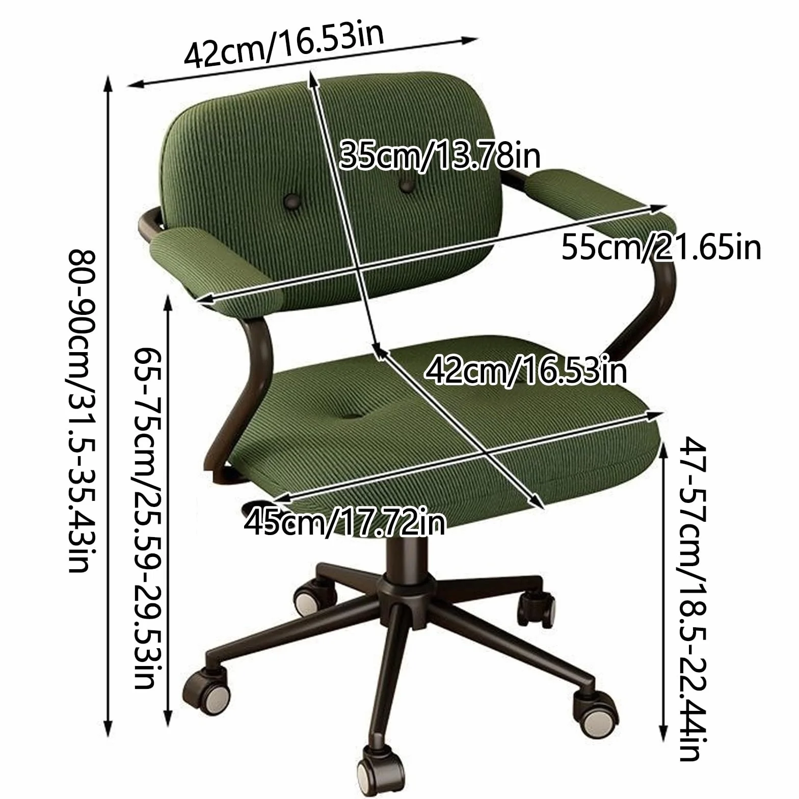 Ergonomiczne, regulowane krzesło biurowe do domu, wygodne, krzesło do gier komputerowych z tapicerowanym siedziskiem, małe krzesło biurkowe do nauki, czytania, odpowiednie do domowego biura, gier,
