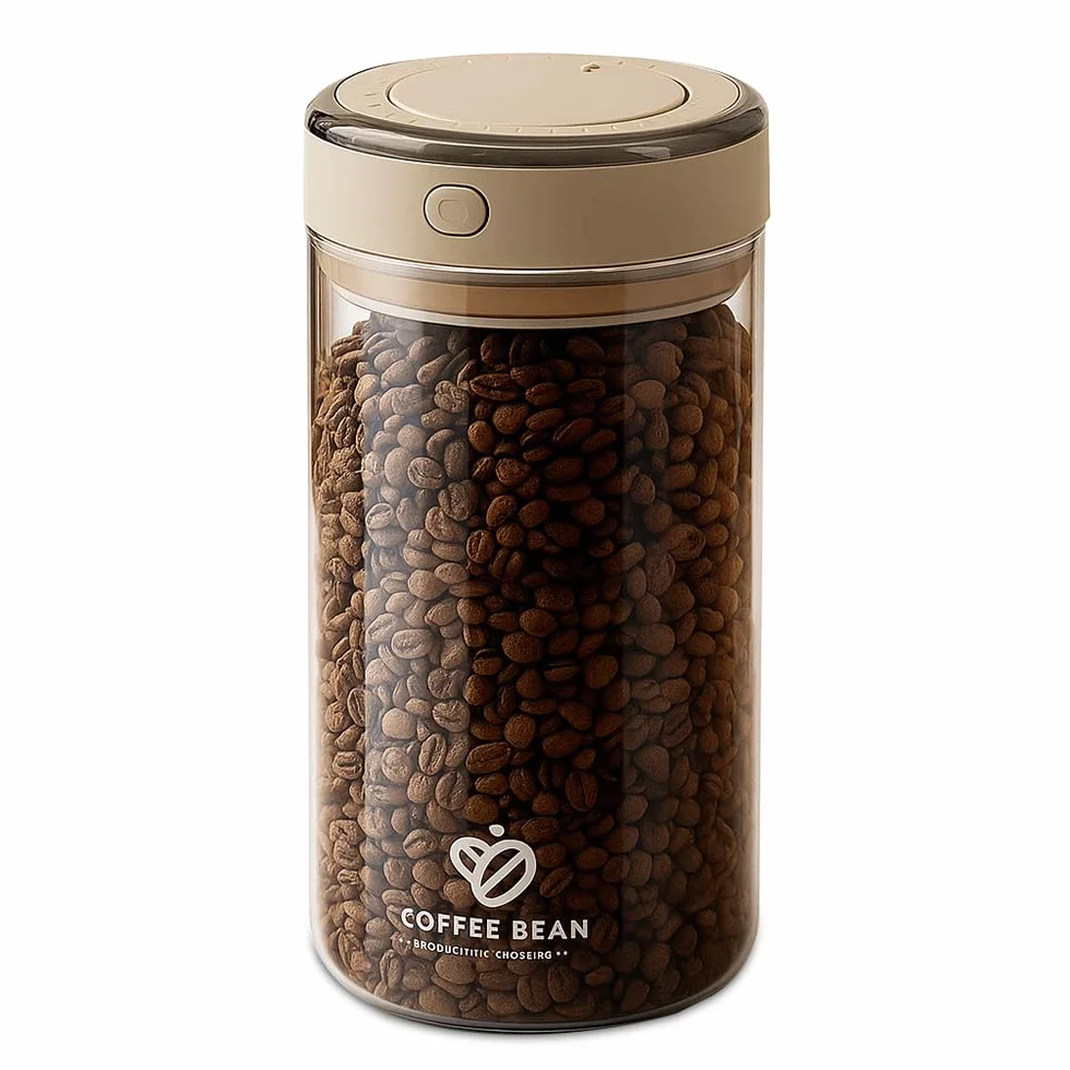 Hermetico Cafe pojemnik 1700 ml, pojemnik na kawę hermetyczną z próżniową pokrywką, przezroczysty pojemnik na kawę ziarnistą, herbatę, orzechy, kakao