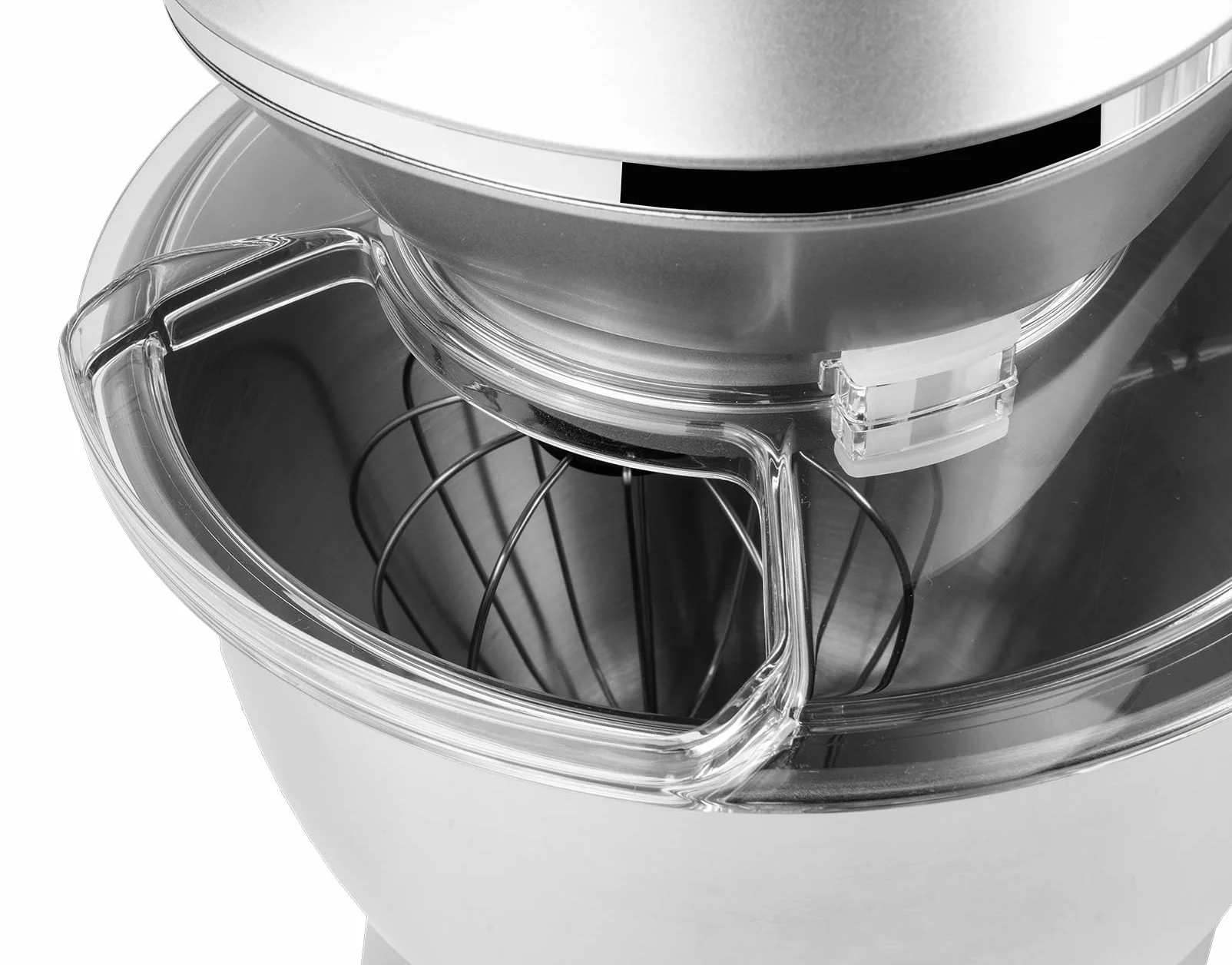 MalTec Planet robot kuchenny | MaltecChef 2200 W maszyna do ugniatania | mieszadło, hak do zagniatania, trzepaczka, ochrona przed pryskaniem | 6 prędkości i 4 funkcje | robot kuchenny SILVER 6 l