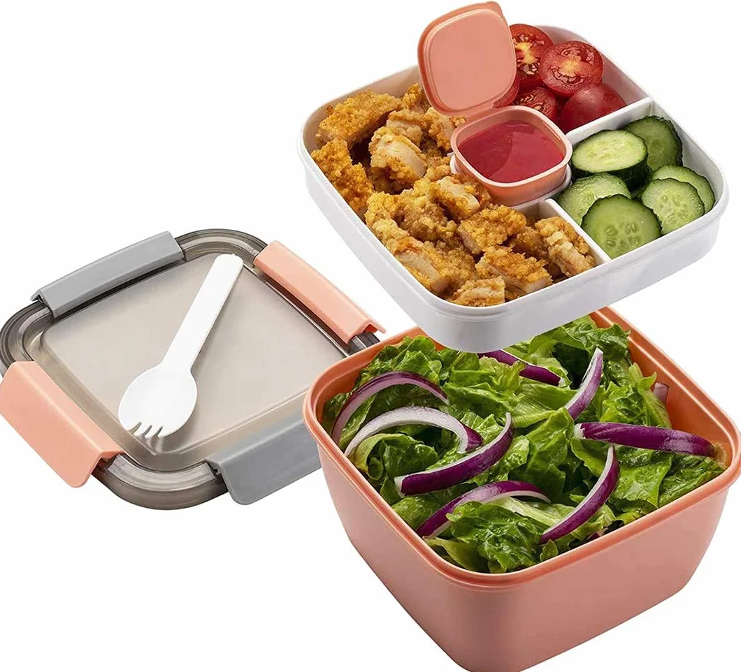 MUJUZE Lunch Box,Pudełko na lunch z dzielonymi przegródkami, Bento Boxh dla dorosłych/dzieci, Bez BPA i nadaje się do mycia w zmywarce, pudełko na sałatki, pudełko Bento do szkoły, pracy (Pink)
