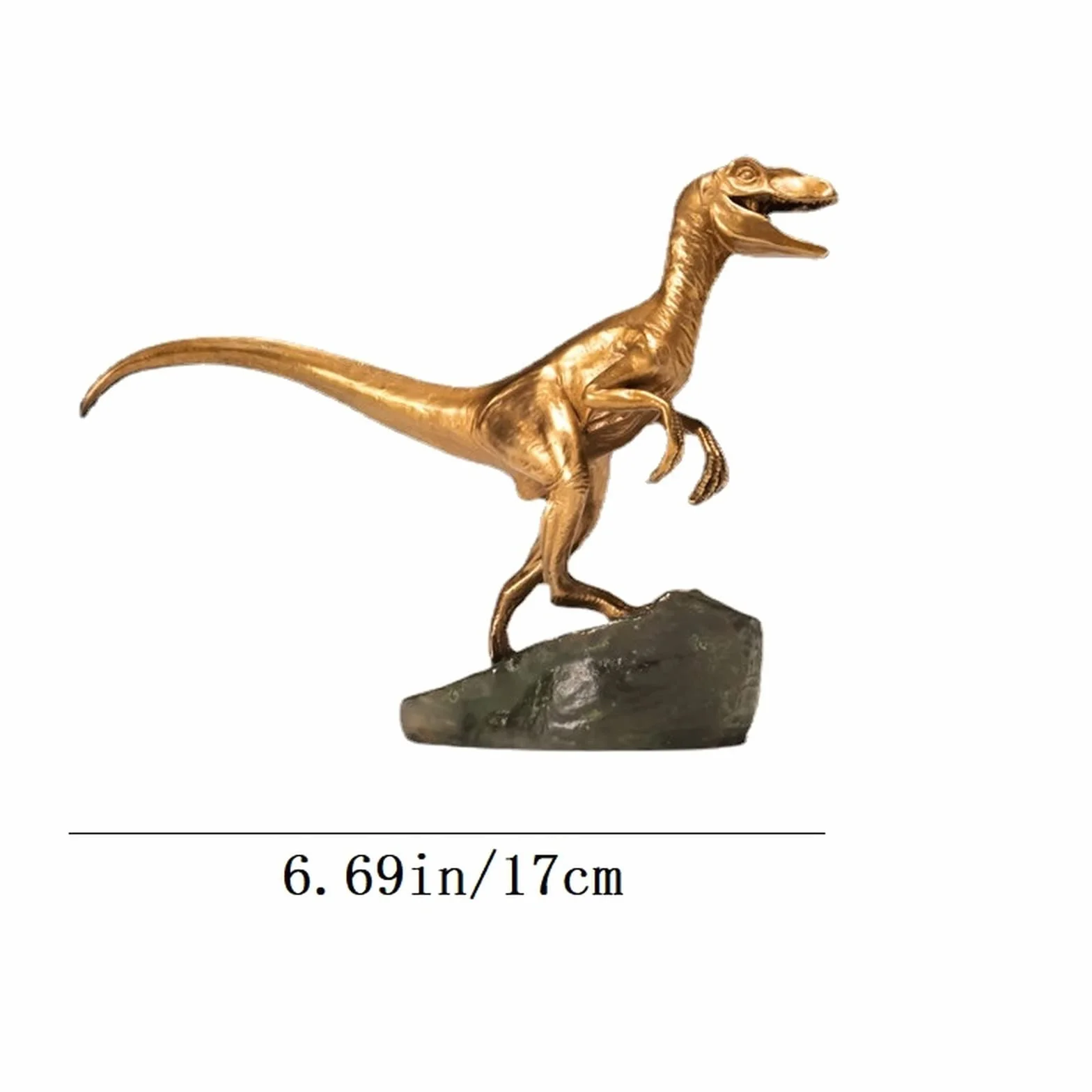 Mosiężna Figurka Dinozaura, Dekoracja Stołu, Posąg Jurajskiego Welociraptora, Ozdoba Do Gabinetu, Kolekcja Brązowych Rzeźb Zwierząt