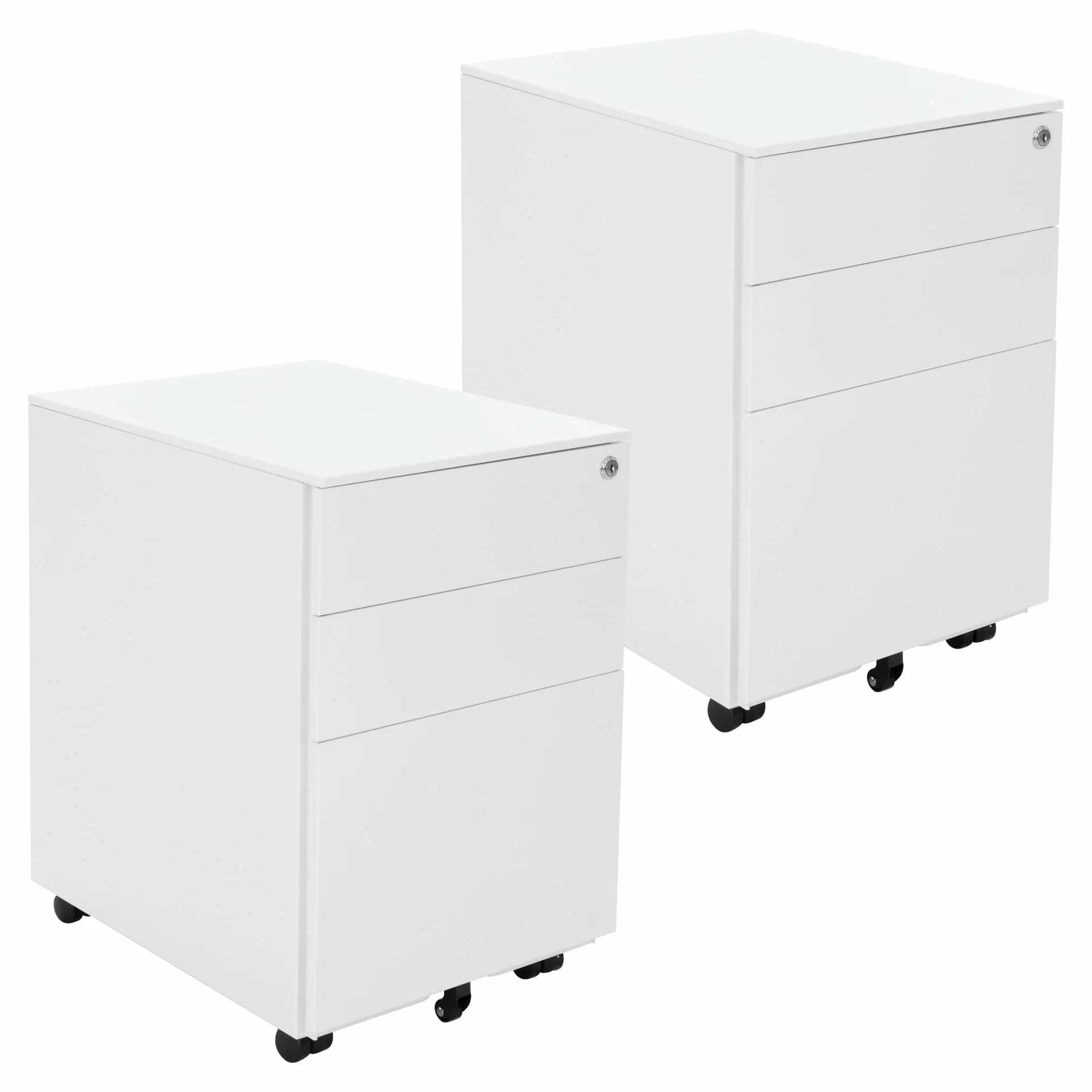 ML-Design Zestaw 2 metalowych kontenerów mobilnych z 3 szufladami 39x50x56 cm stalowy szafka biurowa zamykana