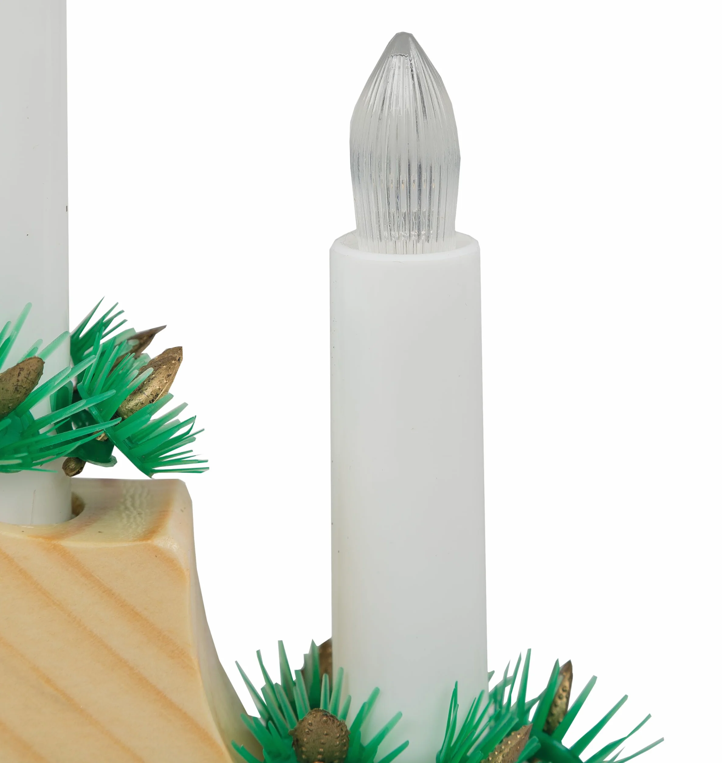 Idena świecznik adwentowy LED drewno naturalny 7 lampek ciepła biel zapasowa lampa przełącznik dekoracja bożonarodzeniowa