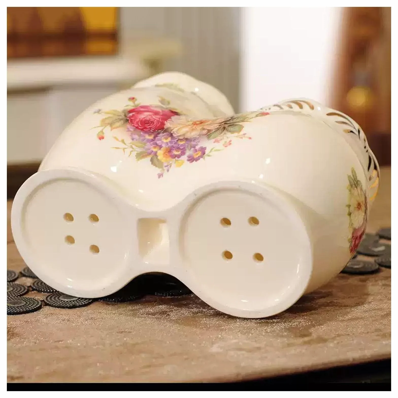 Uchwyt na przybory kuchenne do kuchni, ceramiczny pojemnik na sztućce z podstawą odpływową, pojemnik na przybory kuchenne na blat do przechowywania łyżek i sztućców, dekoracyjne akcesoria do stołu