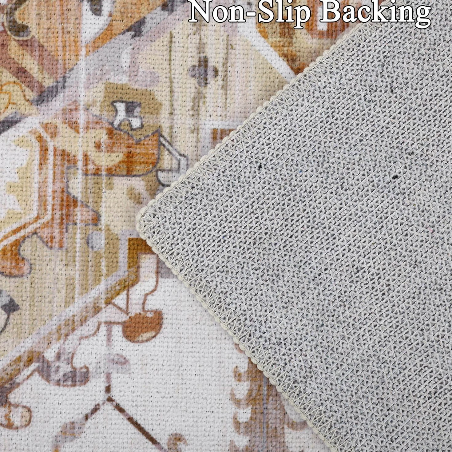 SHACOS Zmywalny Dywan w Stylu Vintage Do Salonu, 160 x 230 cm, Antypoślizgowy, Pomarańczowy, Ultracienki, Lekki, Tradycyjny Nadruk, Boho, Podłogowy Sypialni