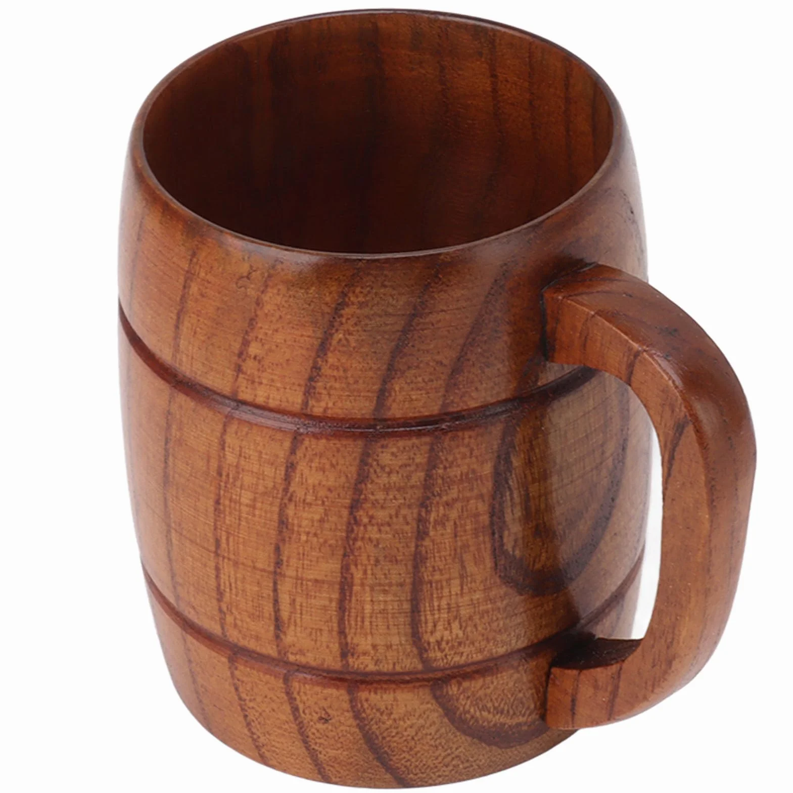 Drewniany Kubek do Piwa z Uchwytem 300ml Zapobiegający Opaskom Rzeźbione Naczynia do Picia Drewniane Kubki do Kawy Stein Kufel Rękodzieło do Herbaty do Wody Kobiety podróżują na